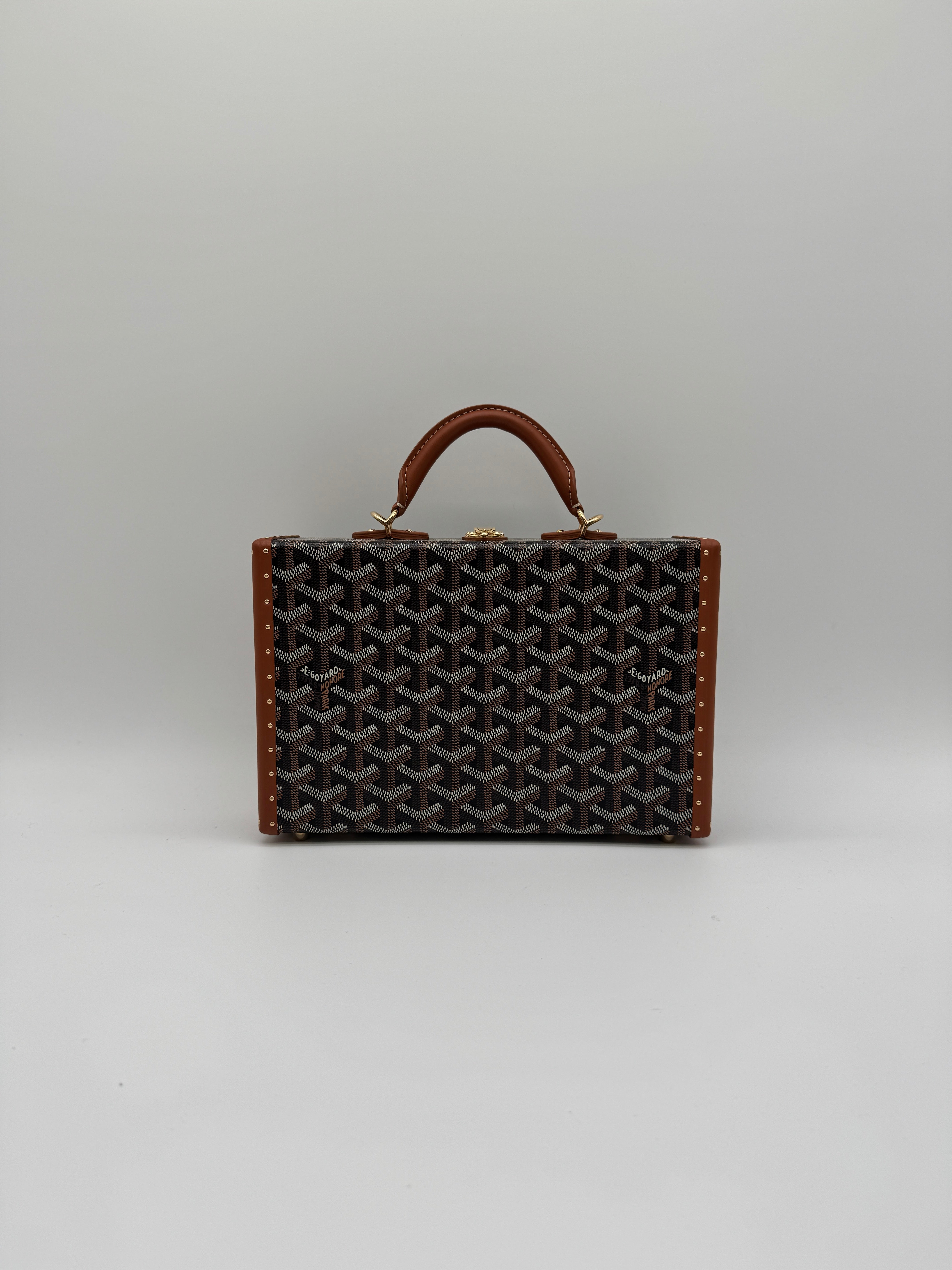 Goyard Grand Hôtel Trunk Bag Black & Tan Gold Hardware