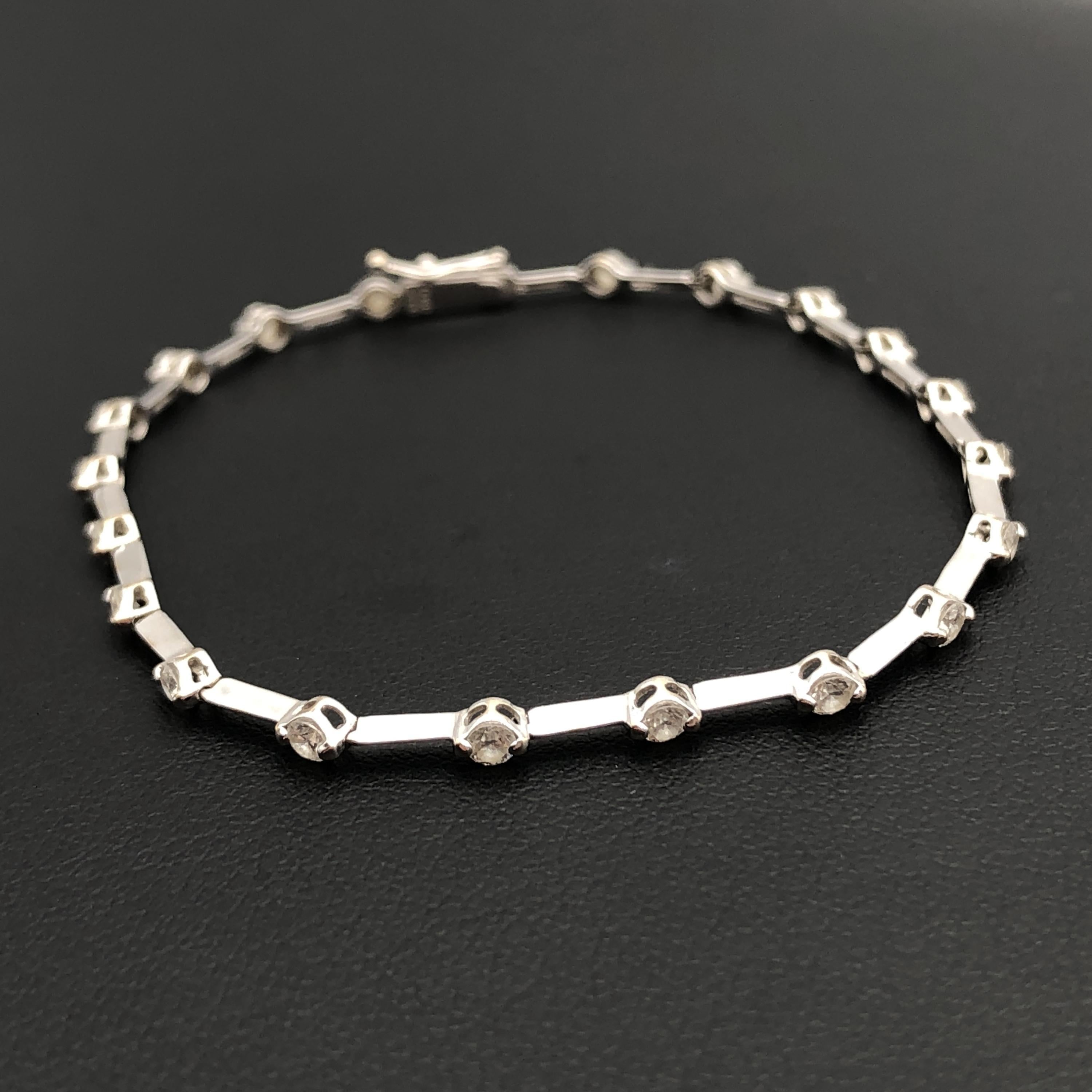 Custom Jewelry Station Diamond Bracelet, D(1.0ct), K18WG, 3.8g, 6.2inch C355737