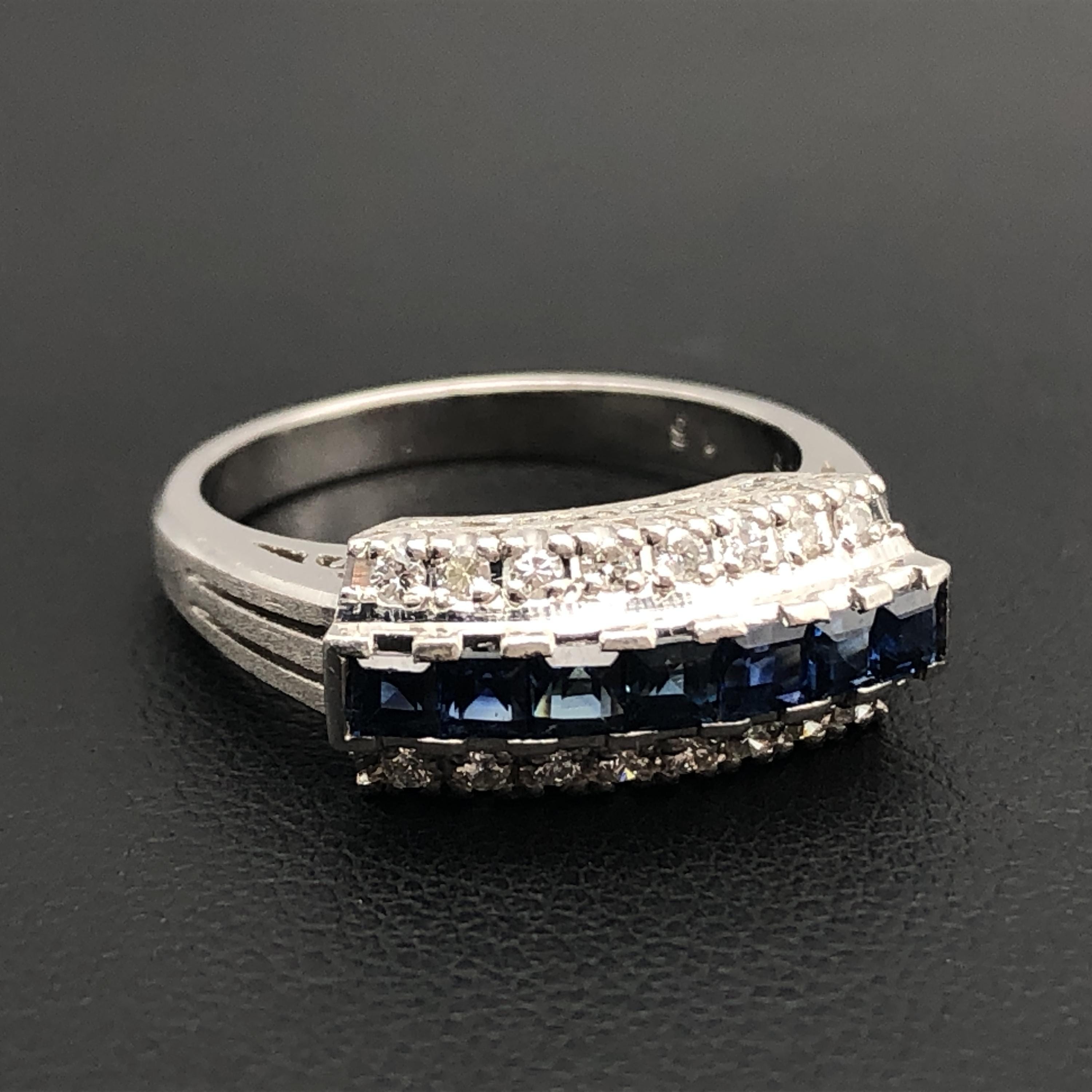 Custom Jewelry Sapphire & Diamond Ring, S(0.65ct), D(0.16ct), PT900, US Size 6 C355896