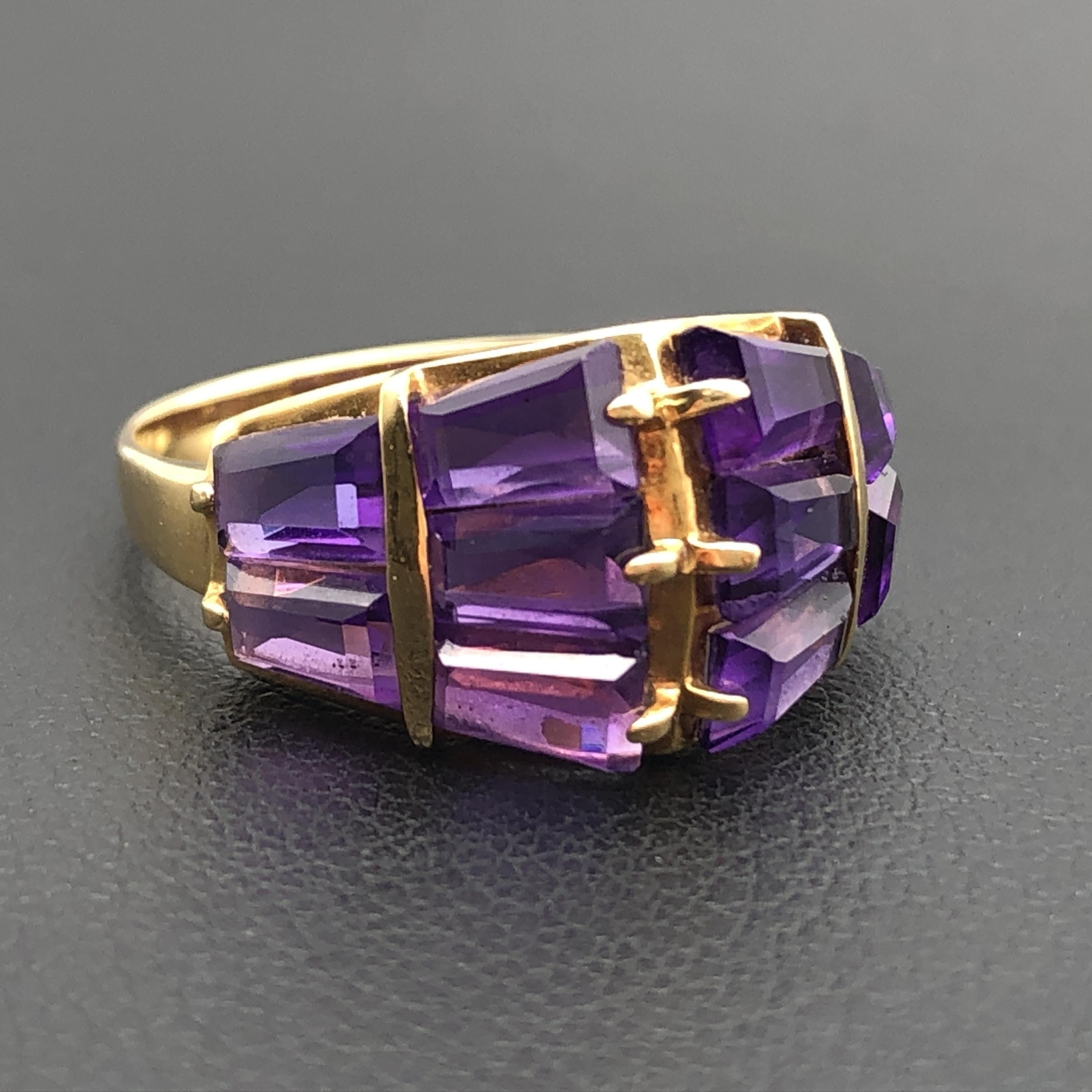 Custom Jewelry Amethyst Ring, K18YG, 3.1g, US Size 6 C366074