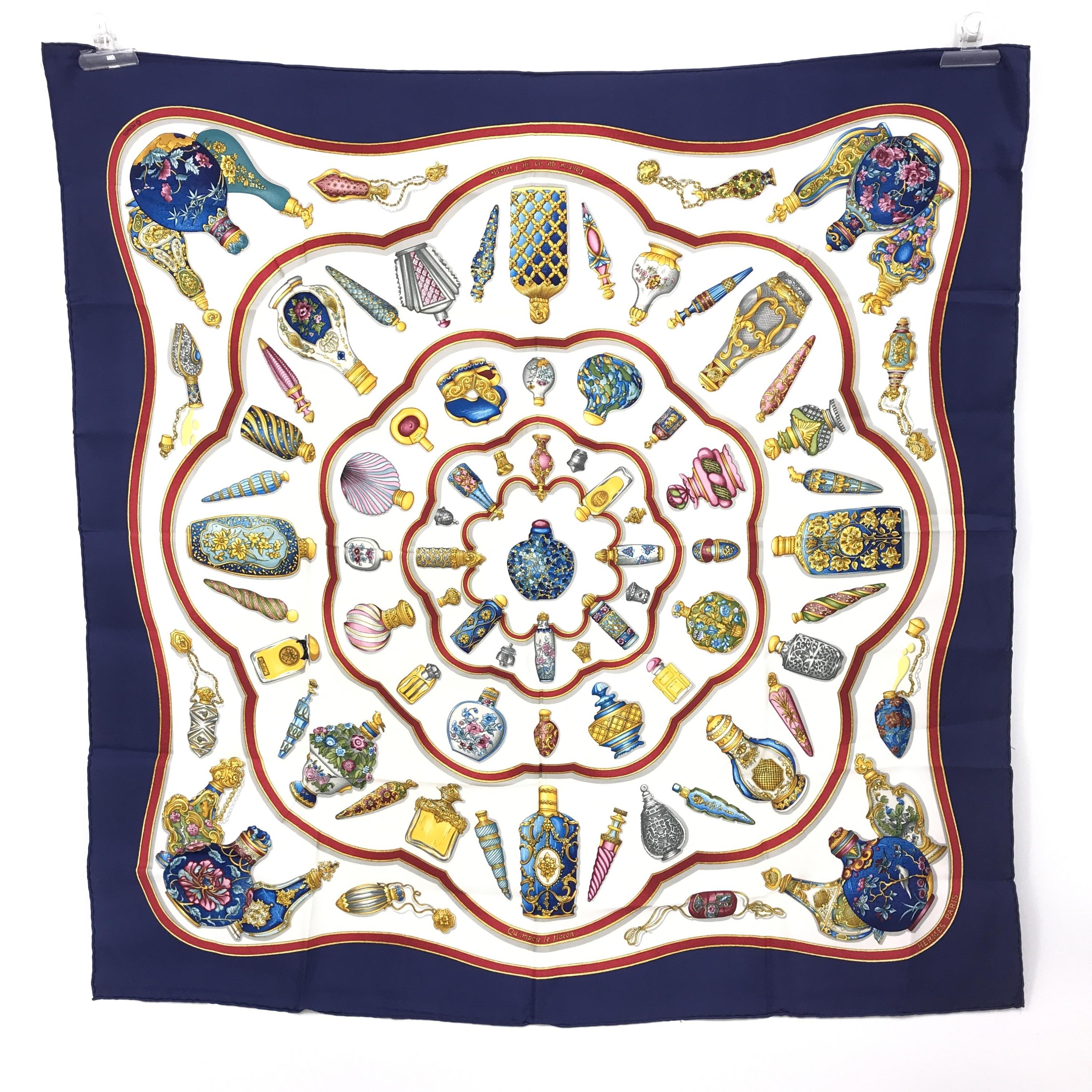 Vintage Rare Silk Scarf With Designs C291025