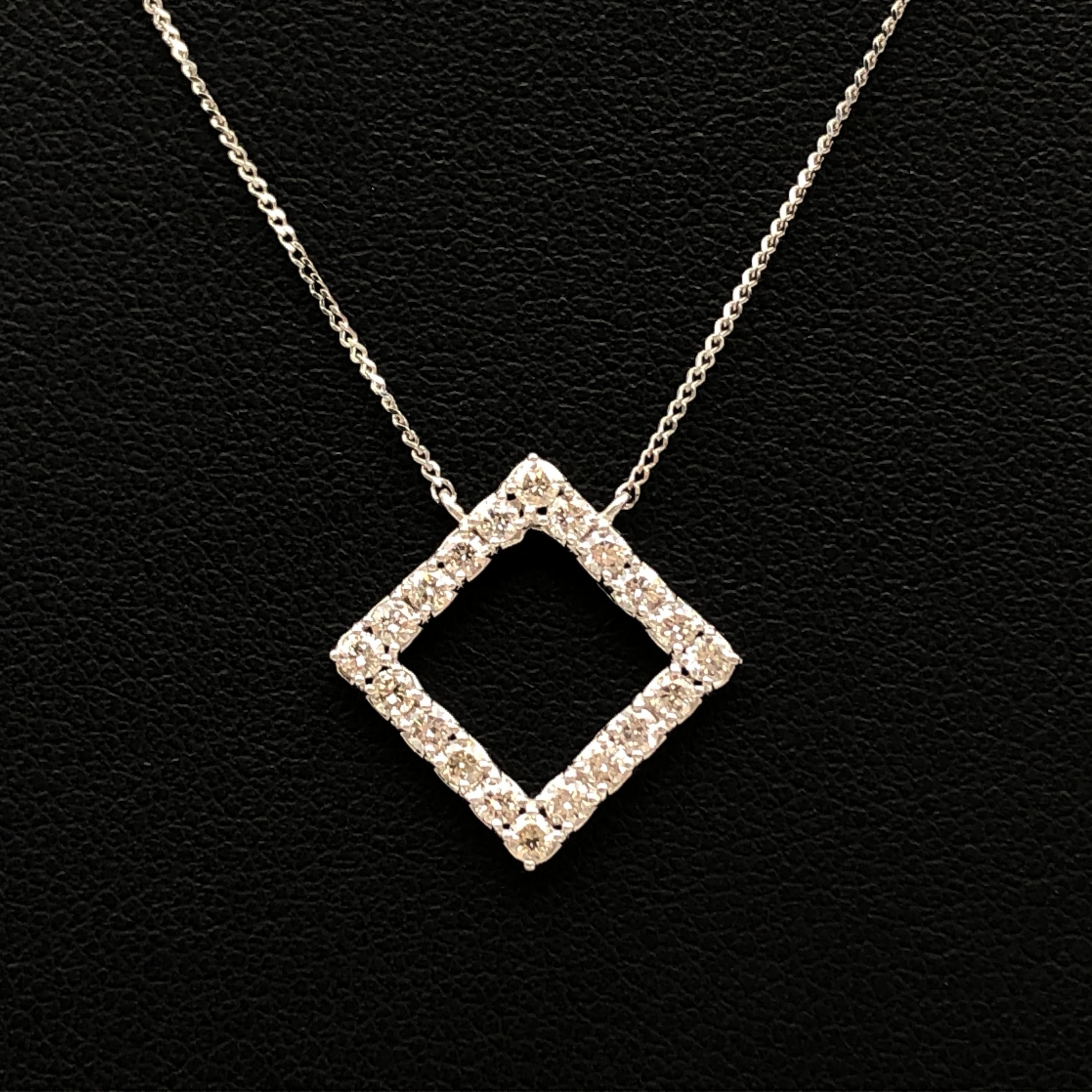 Custom Jewelry Diamond Square Necklace, D (0.50ct), PT900, 2.3g, 44cm C355970