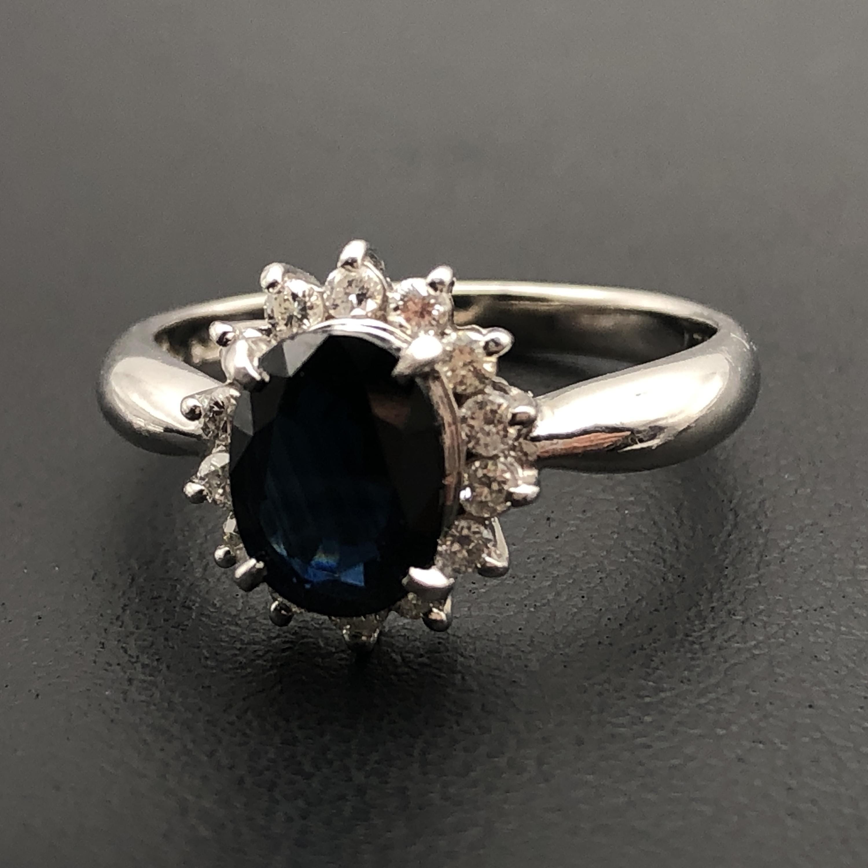 Custom Jewelry 1P Sapphire & Diamond Ring, S(1.69ct), D(0.27ct), PT850, 5.0g, US Size 7 C297195