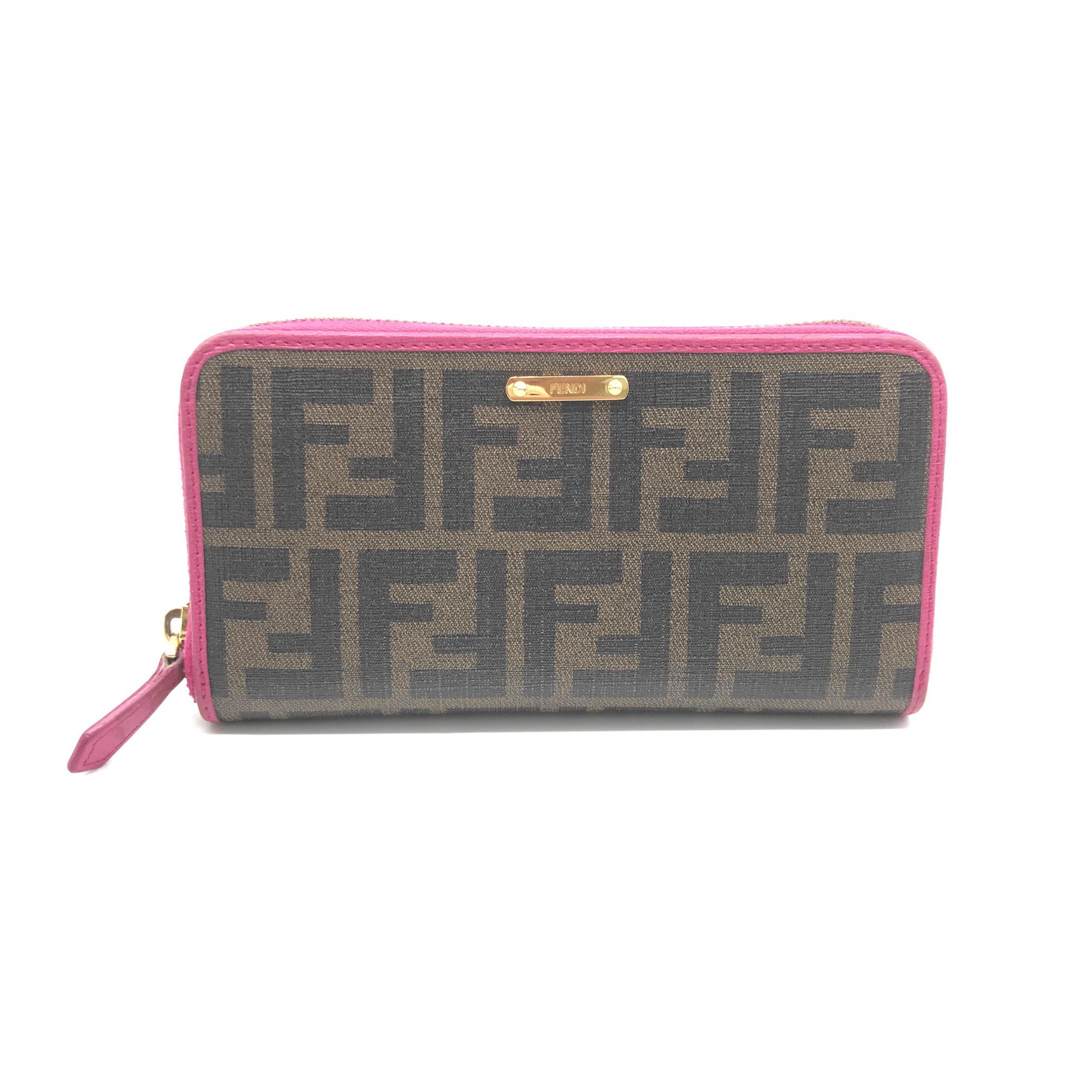 Fendi Zucca Canvas Zip Around Long Wallet C266200