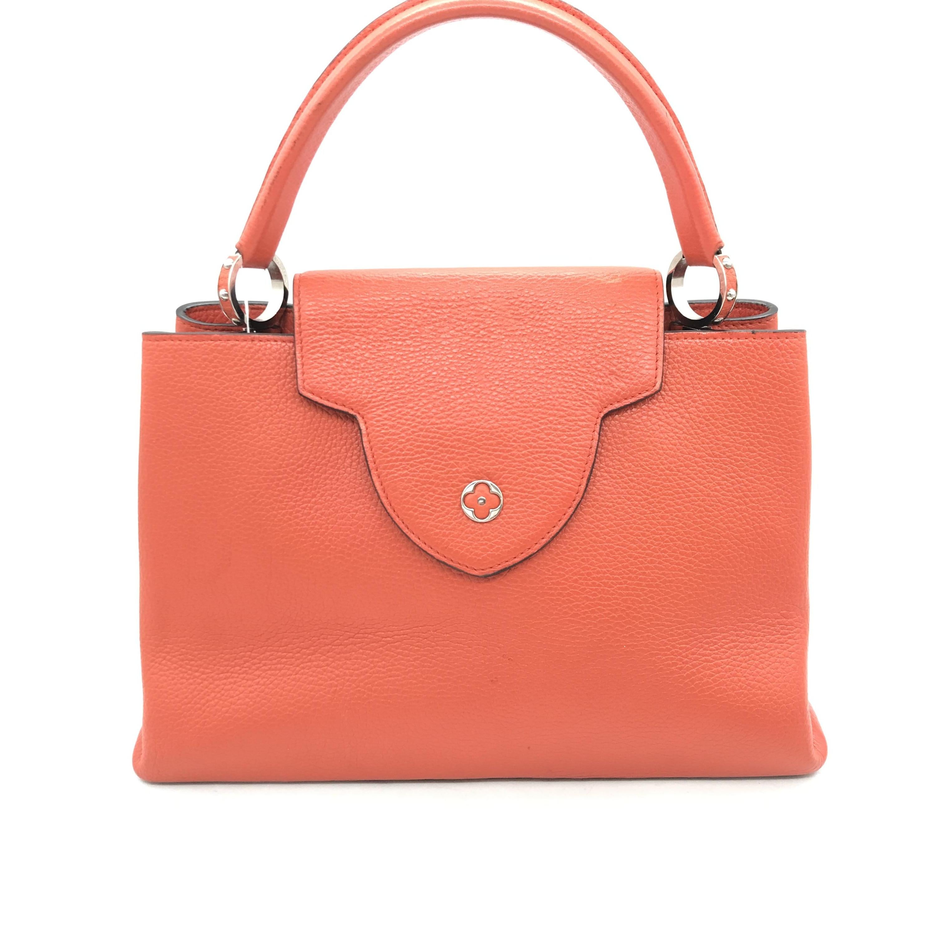 Louis Vuitton Capucines MM In Vibrant Orange Leather C289352