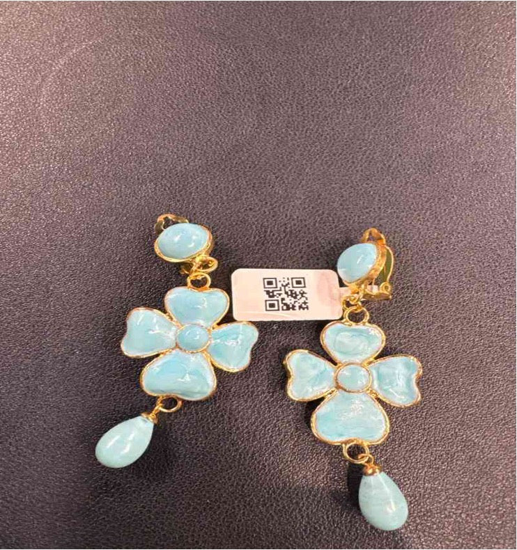 FM four-leaf clover light blue ear clip LZ506028