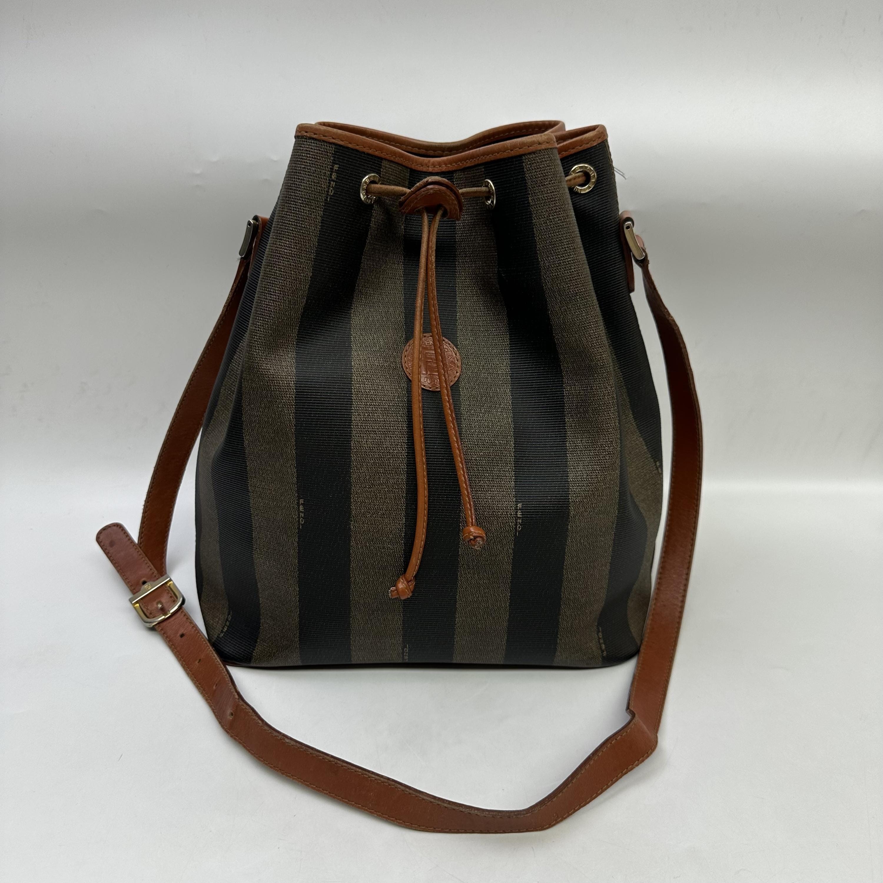 Fendi Pequin Vertical Stripe Bucket Bag C351494