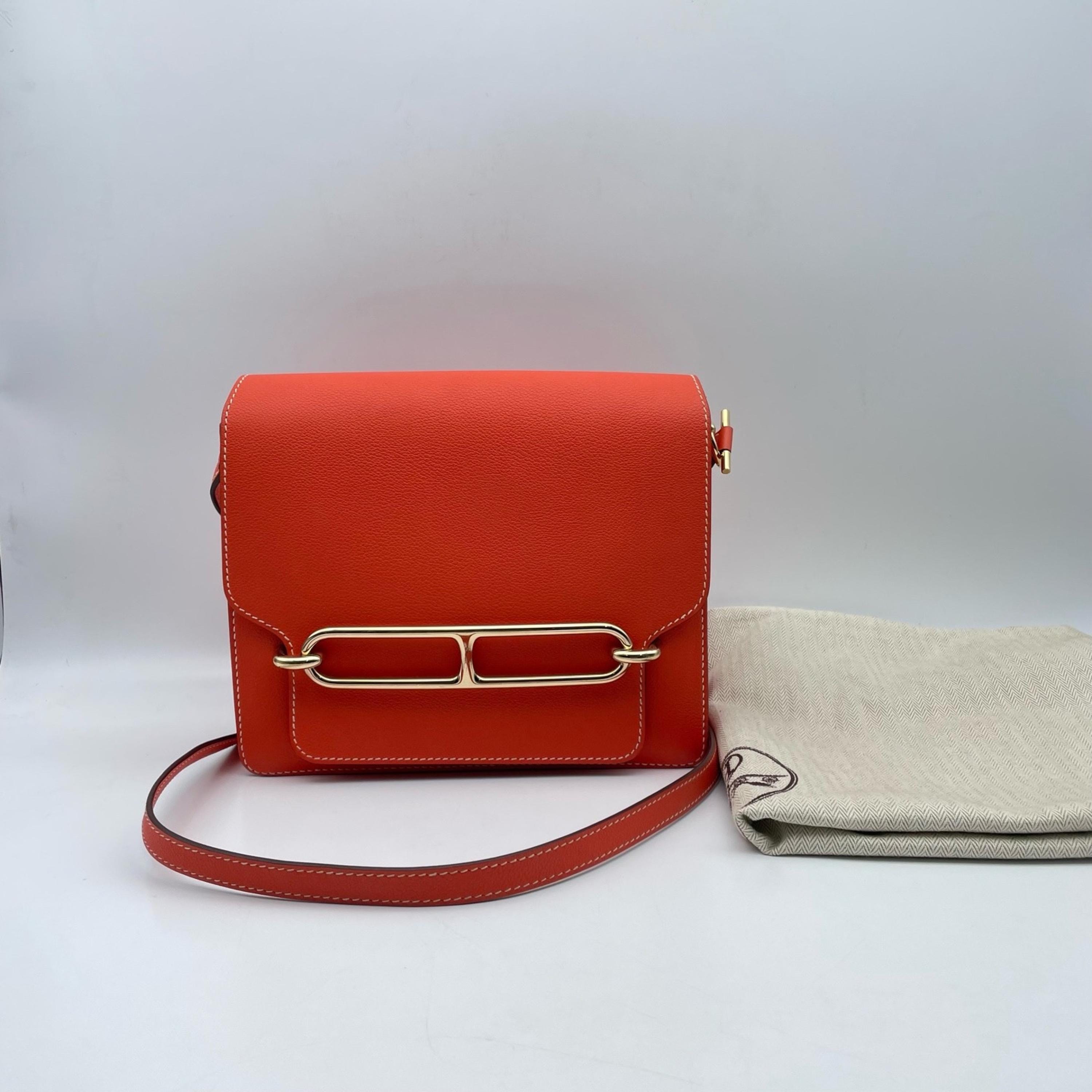 Hermès Mini Roulis Bag In Vibrant Orange C345630