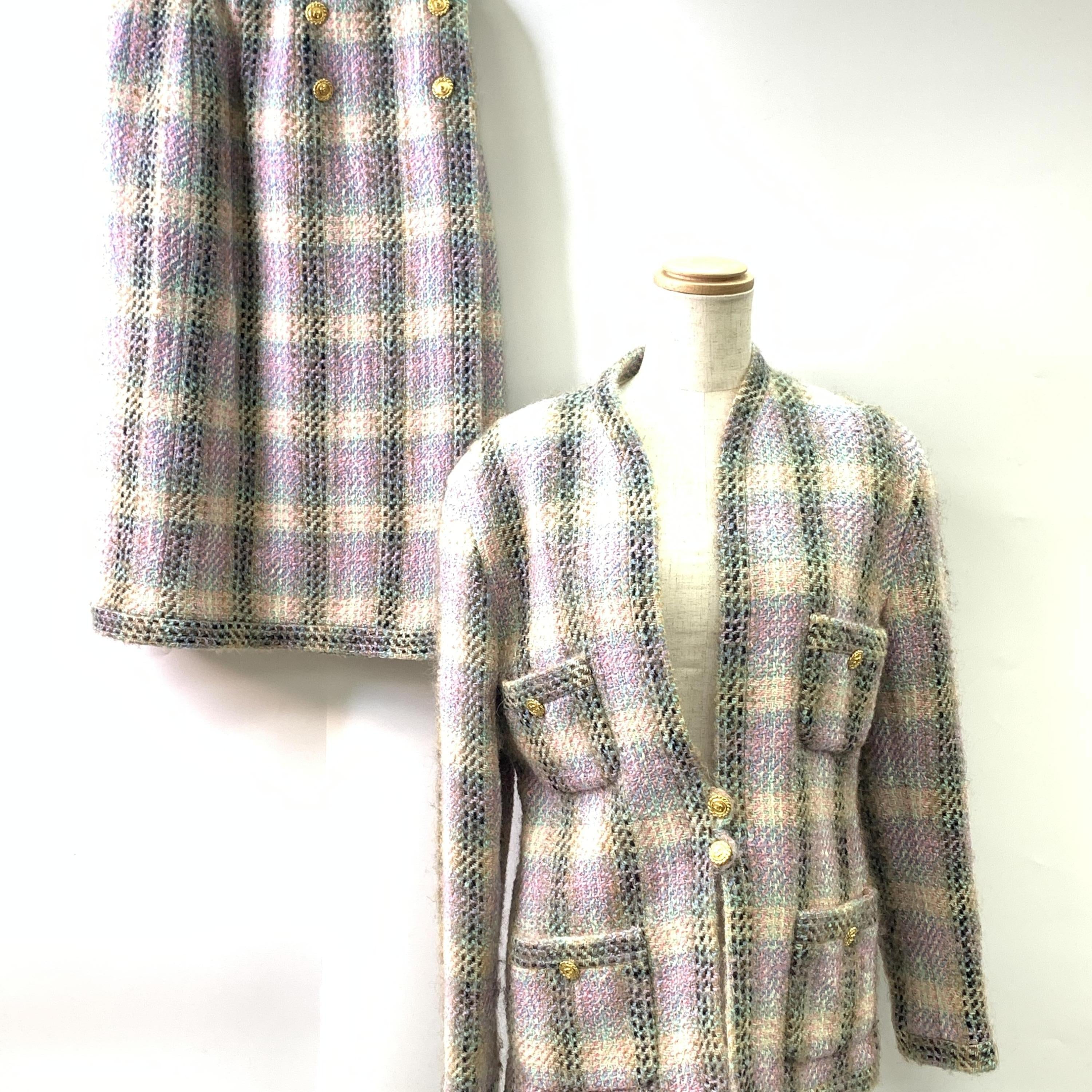 Chanel Pastel Color Wool Tweed Jacket Set C326764