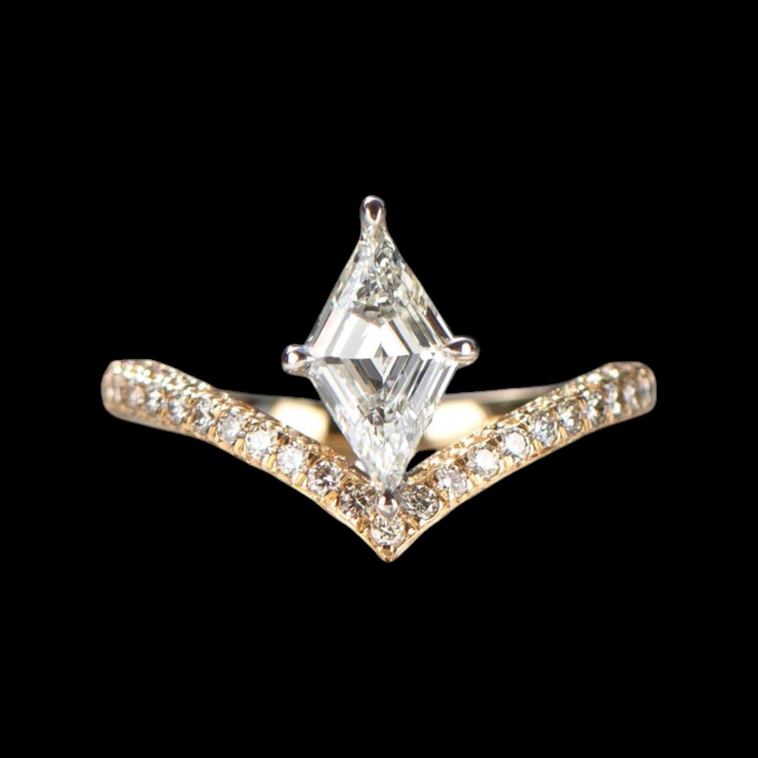 1.00ct GIA Lozenge Cut Diamond Ring in 18k Gold and Platinum