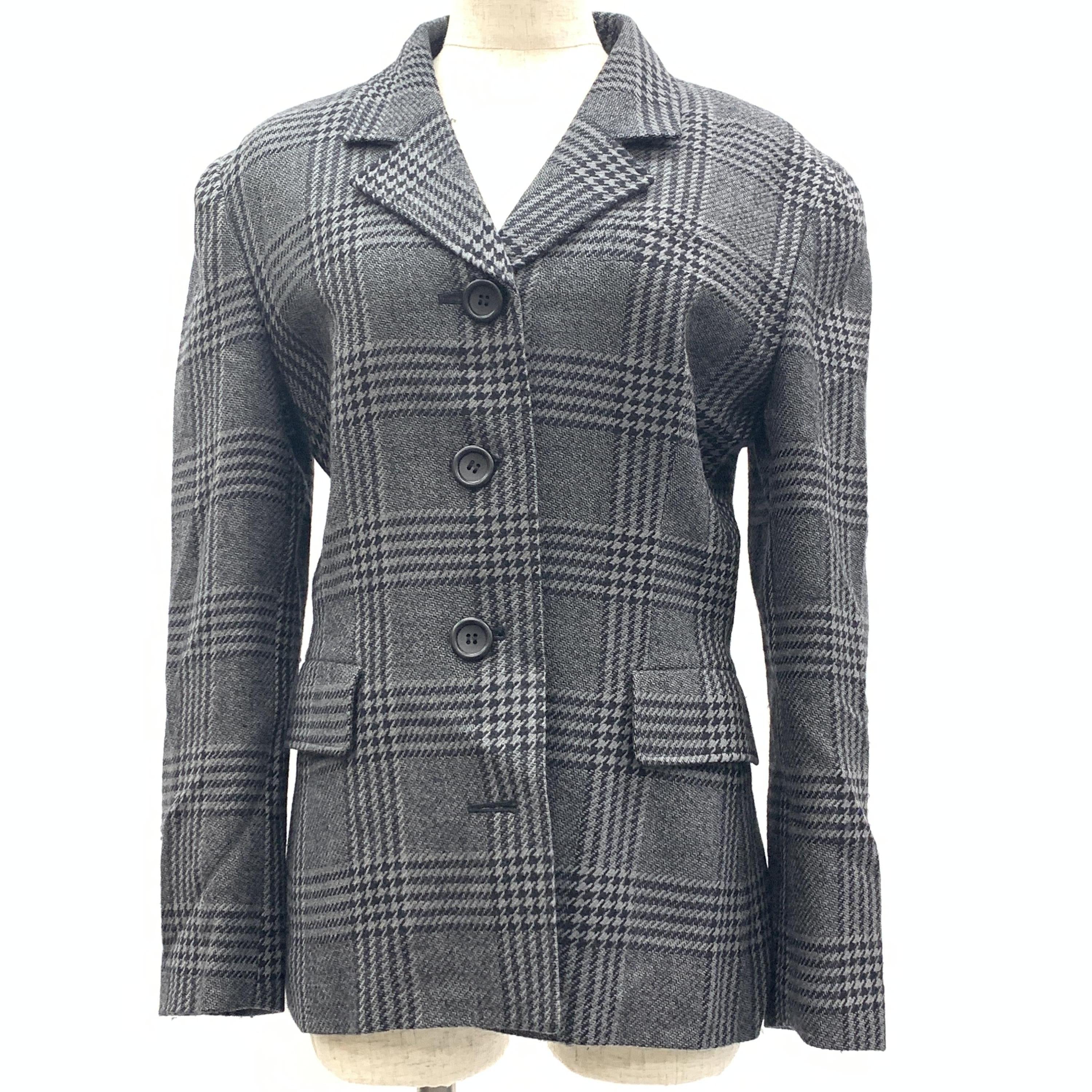 Christian Dior Gray Plaid Button Front Blazer C323845