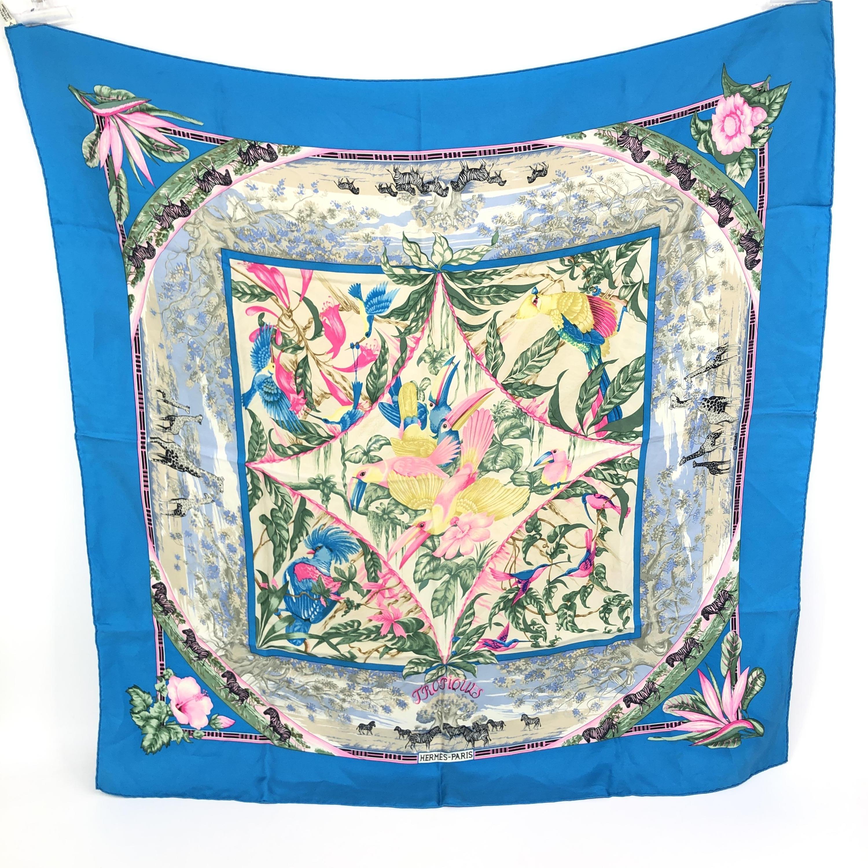 Tropiques Silk Scarf In Blue C329959