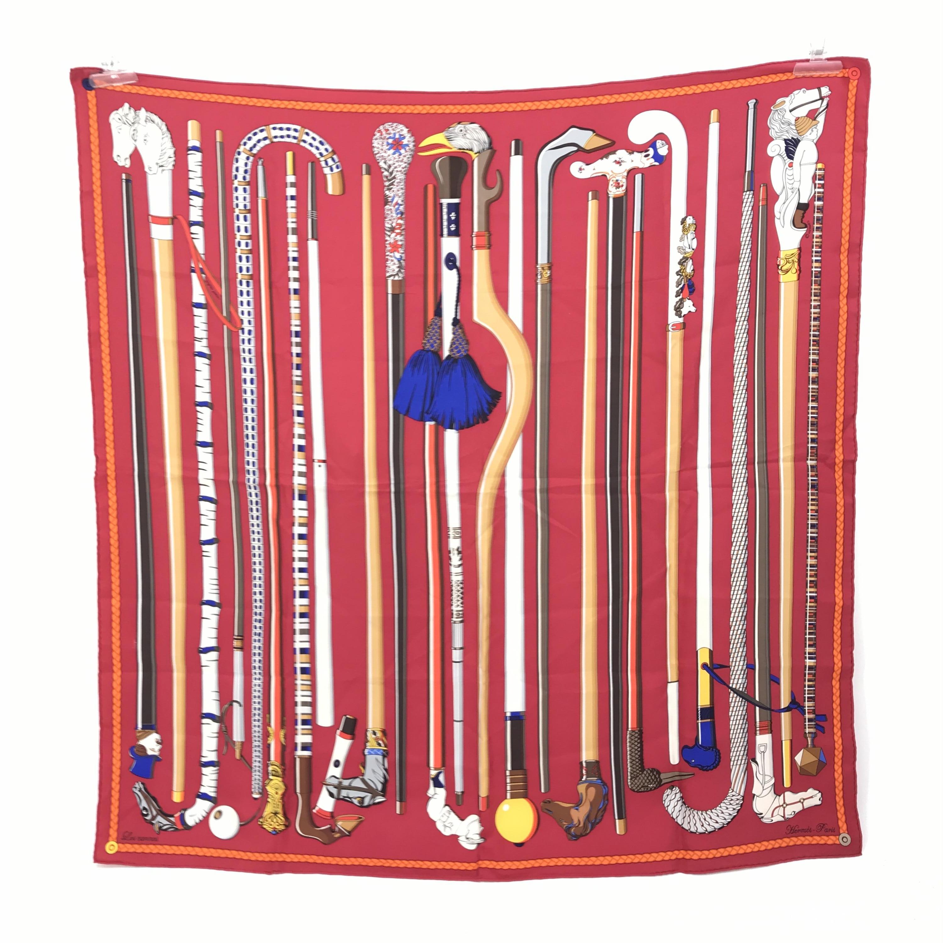 Les Cannes Silk Scarf With Canes Design C333609