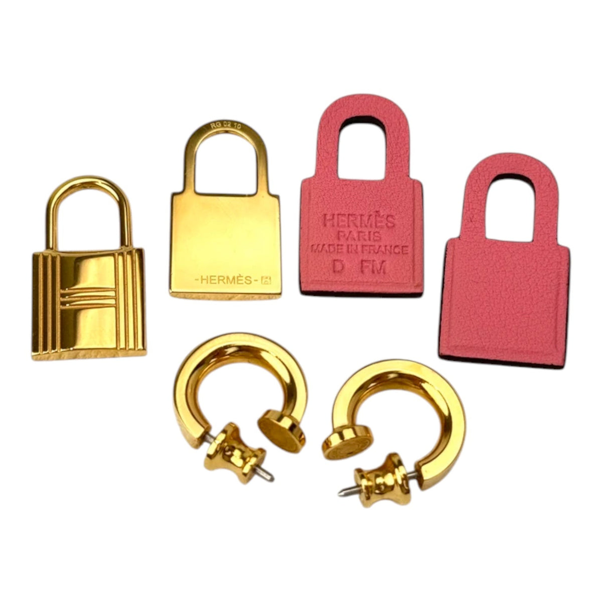 Hermes 3 Way Kelly Earrings in Pink/Gold Plated