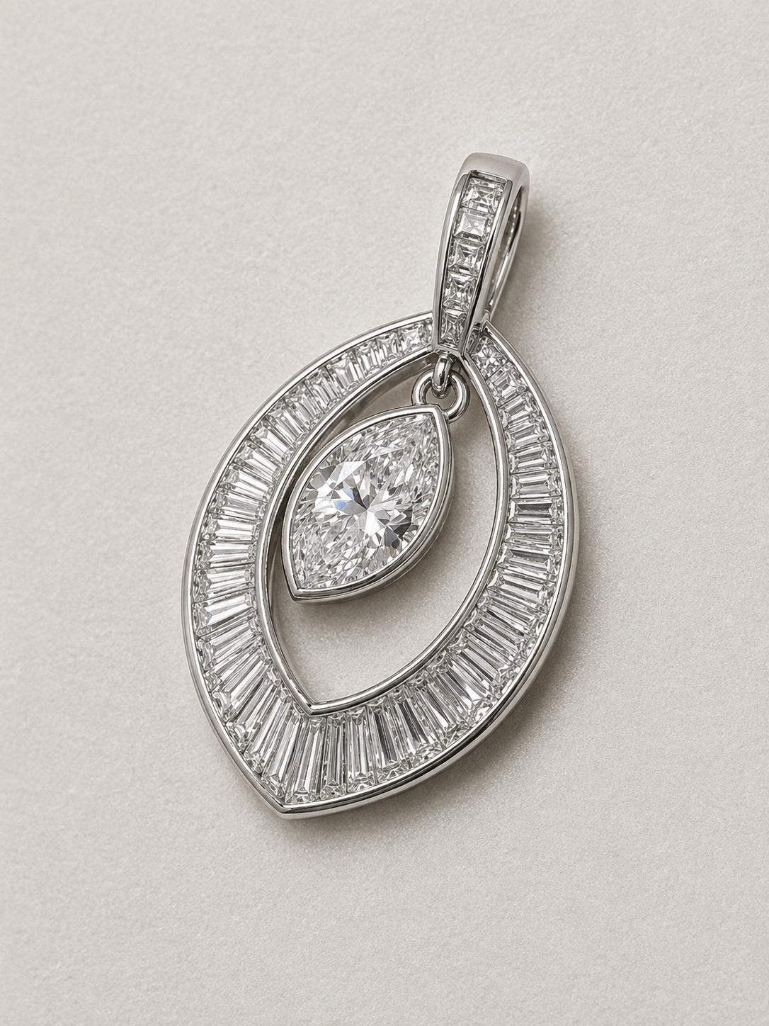 - Pendant in Pt900 - Diamond 1.01/0.98 (marquise) 5476 JJC1351