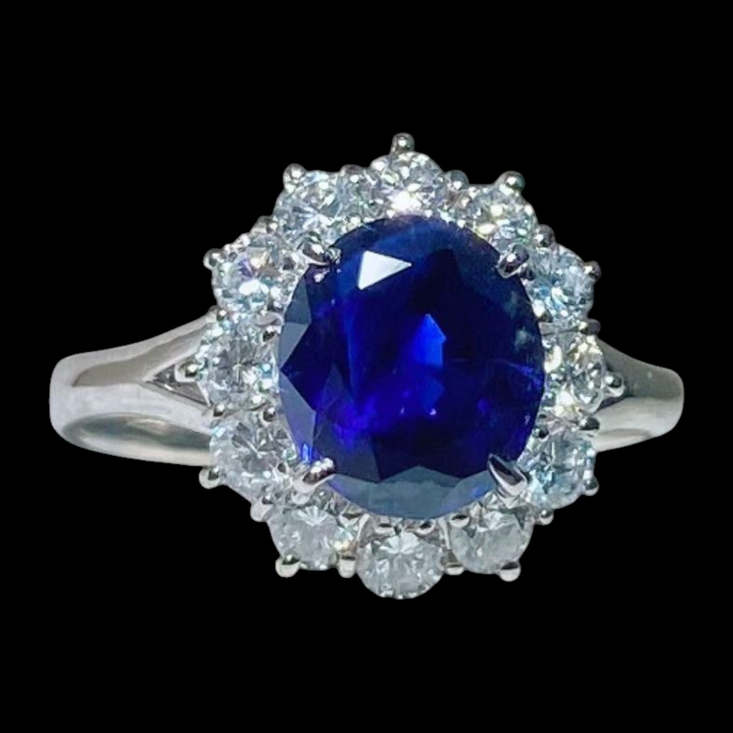 2.313ct "Royal Blue" Sapphire & 0.80ct Natural White Diamond Ring set in Platinum