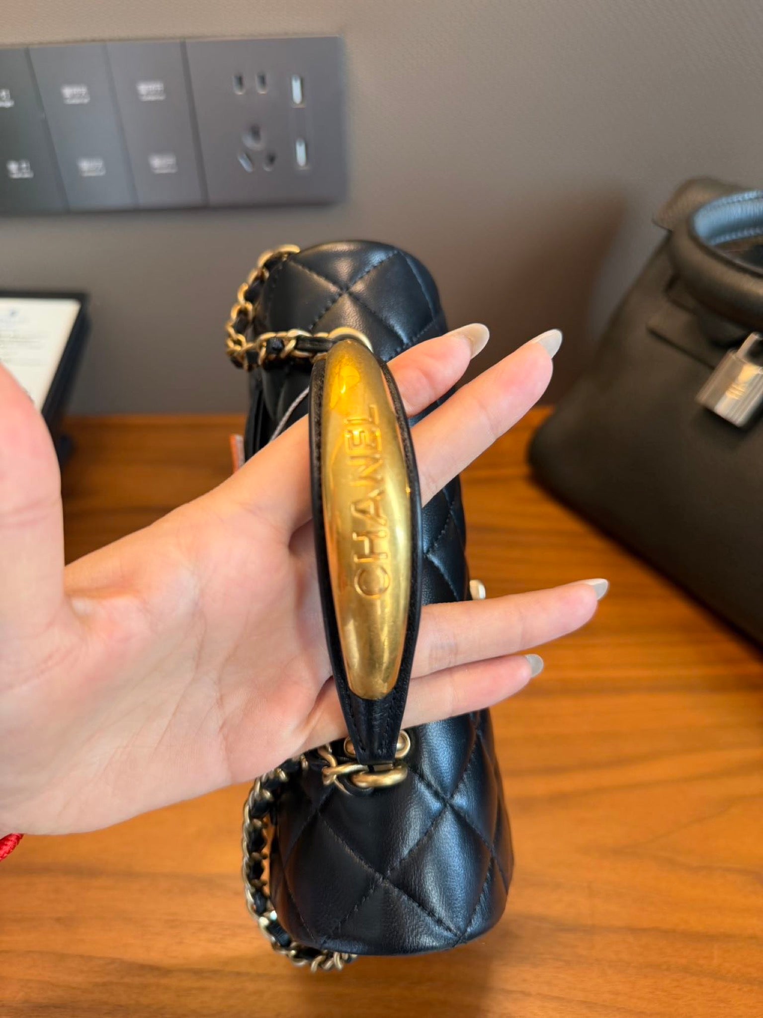 Chanel Top Handle Mini Flap Bag Black image 20