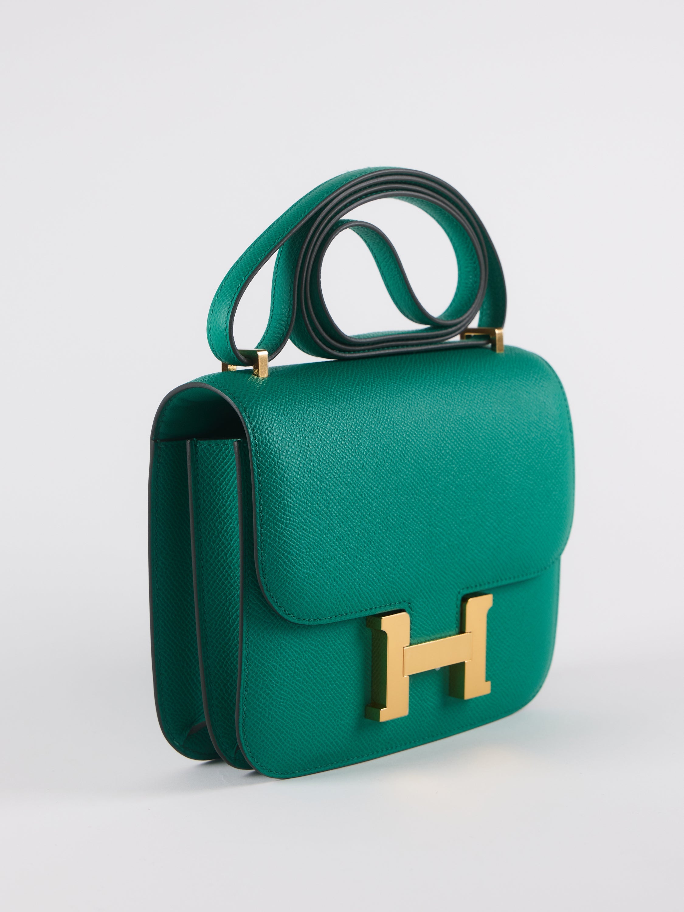 HERMÈS CONSTANCE 18CM VERT JADE Epsom Leather with Gold Hardware