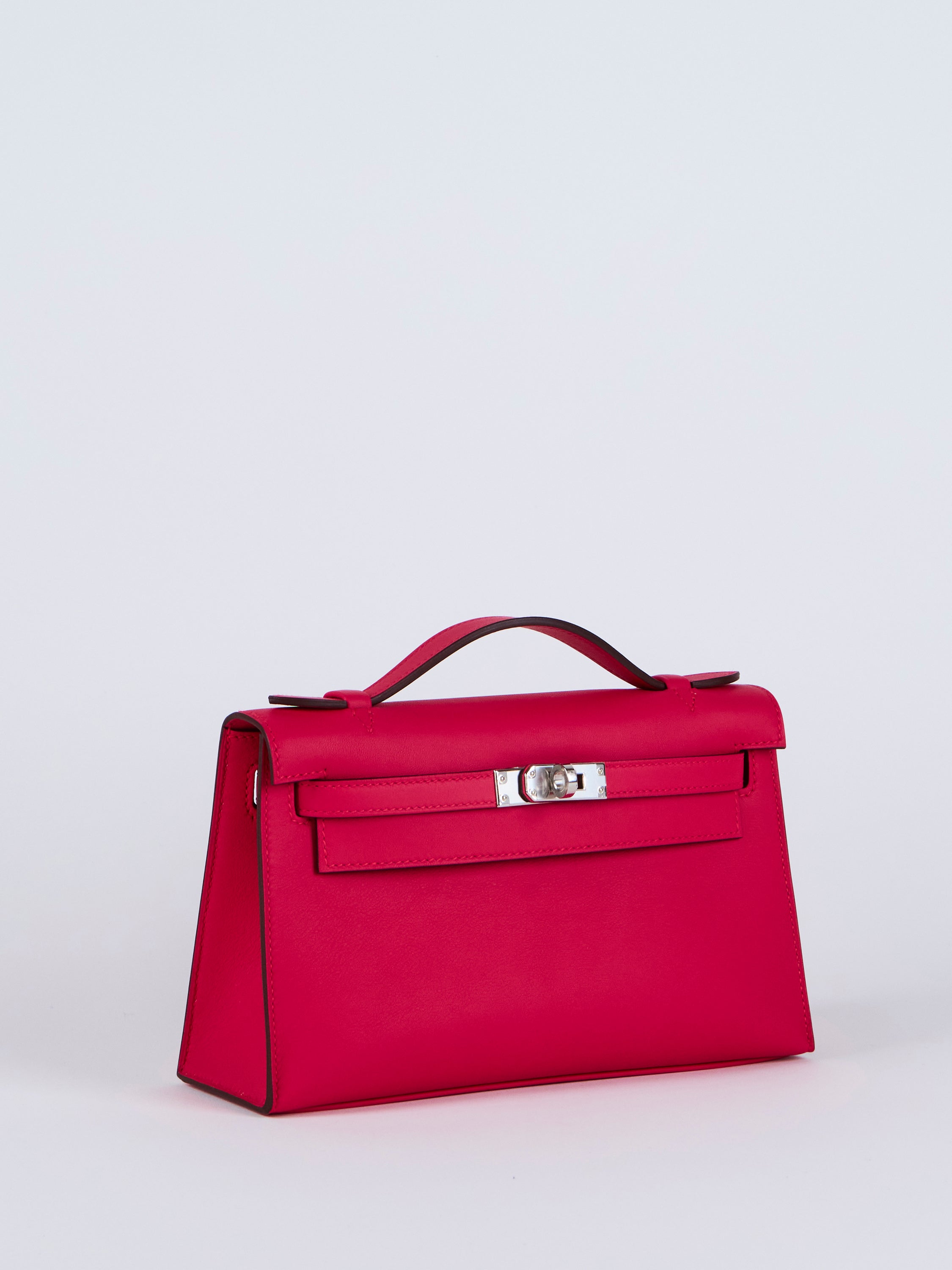 HERMÈS KELLY POCHETTE ROSE EXTREME Swift Leather with Palladium Hardware