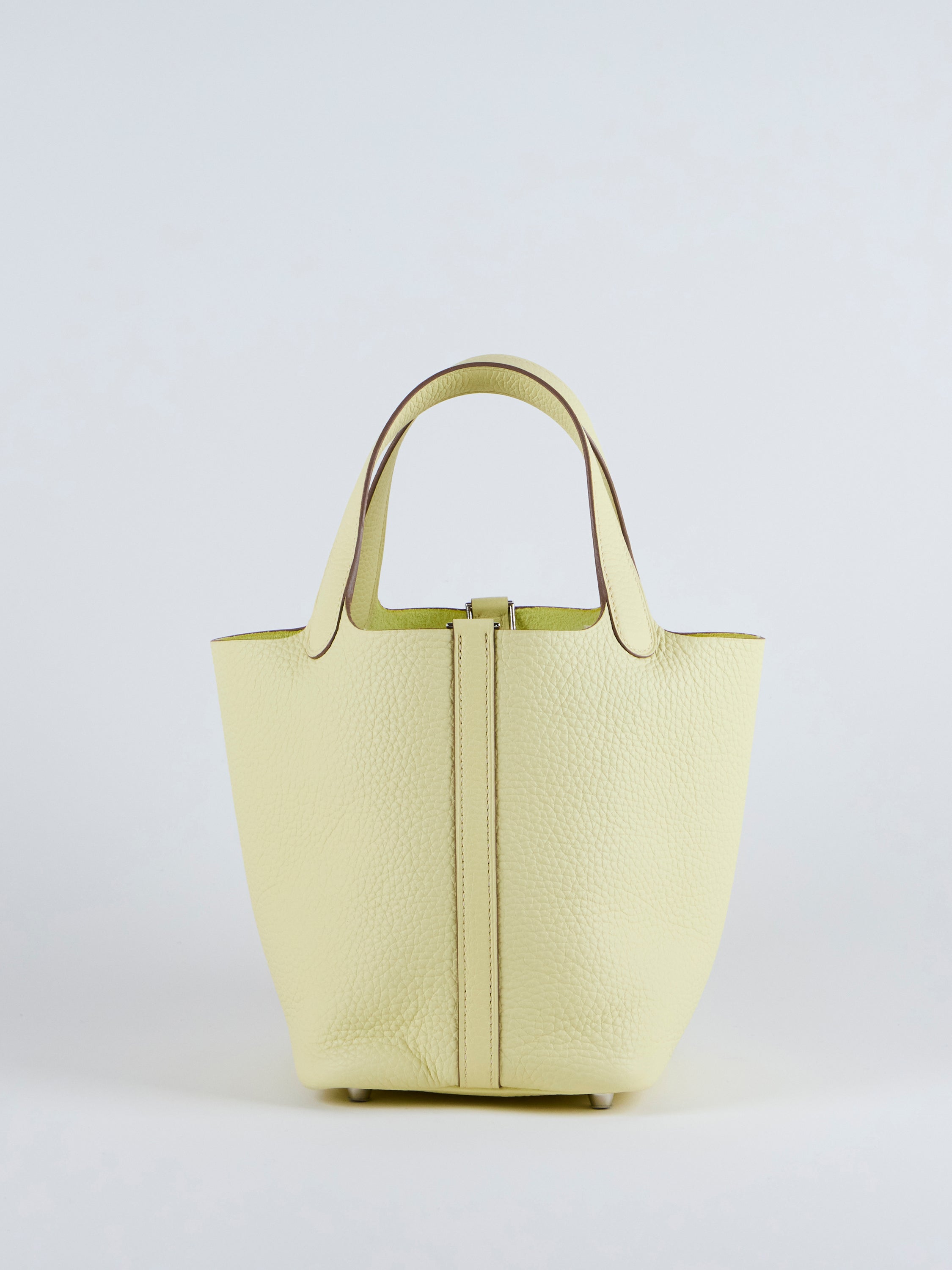 HERMÈS PICOTIN 18CM JAUNE MILTON Clemence Leather with Palladium Hardware