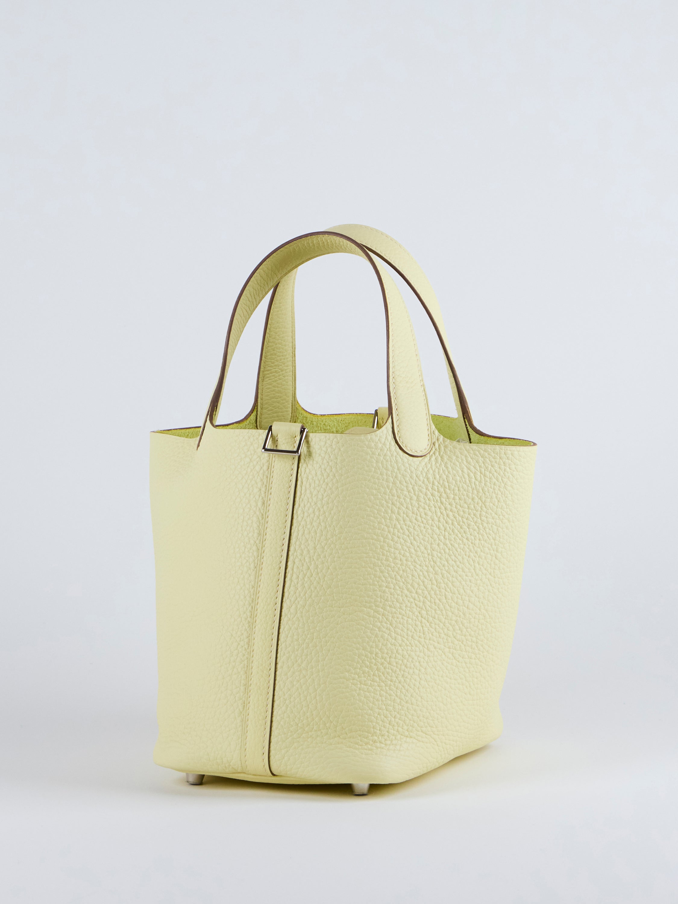 HERMÈS PICOTIN 18CM JAUNE MILTON Clemence Leather with Palladium Hardware