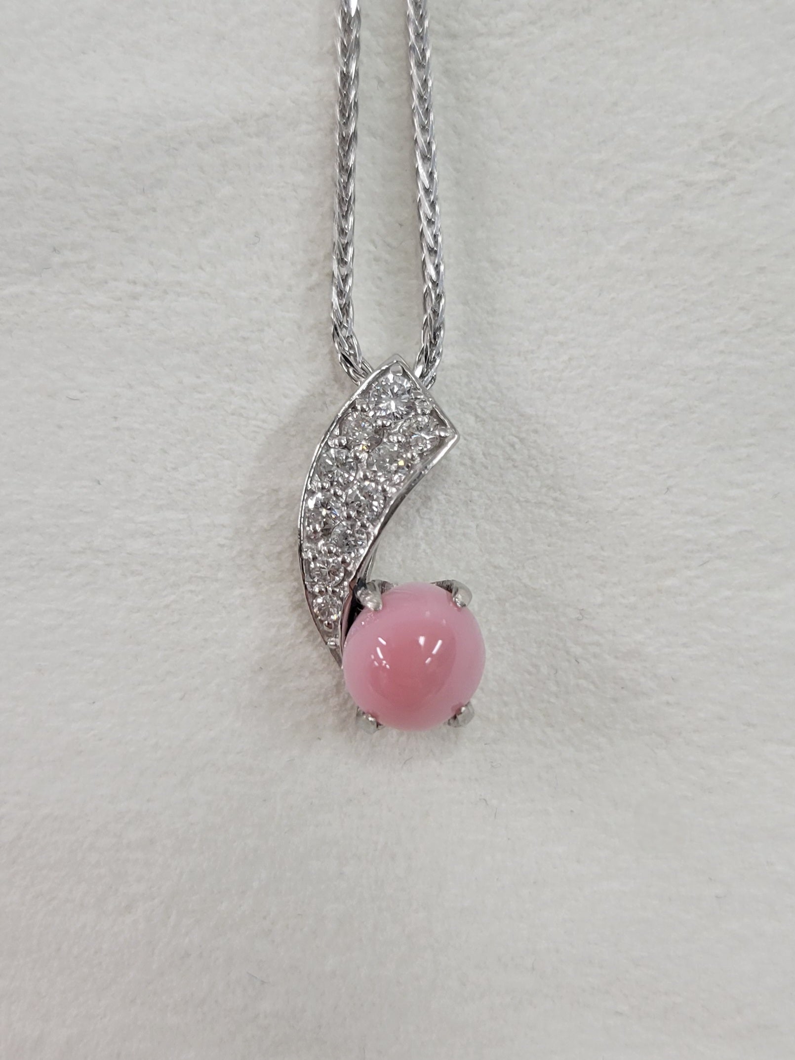 Conch Pearl Necklace 1.71ct + D0.21ct in Pt900/Pt850 (XX4072) JJC1446