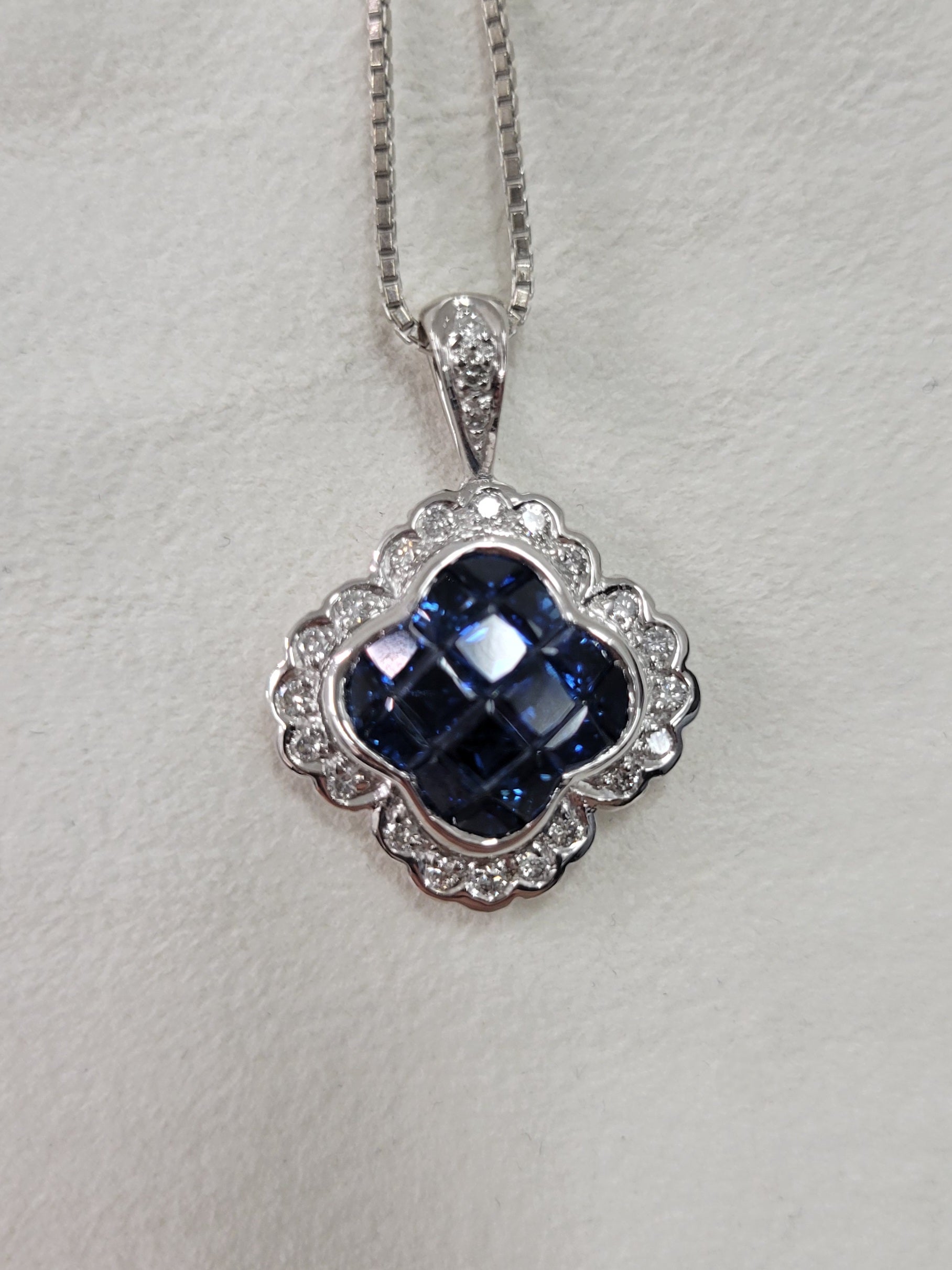 Sapphire Necklace 2.04ct + D0.37ct in 18K (XX4048-1) JJC1442