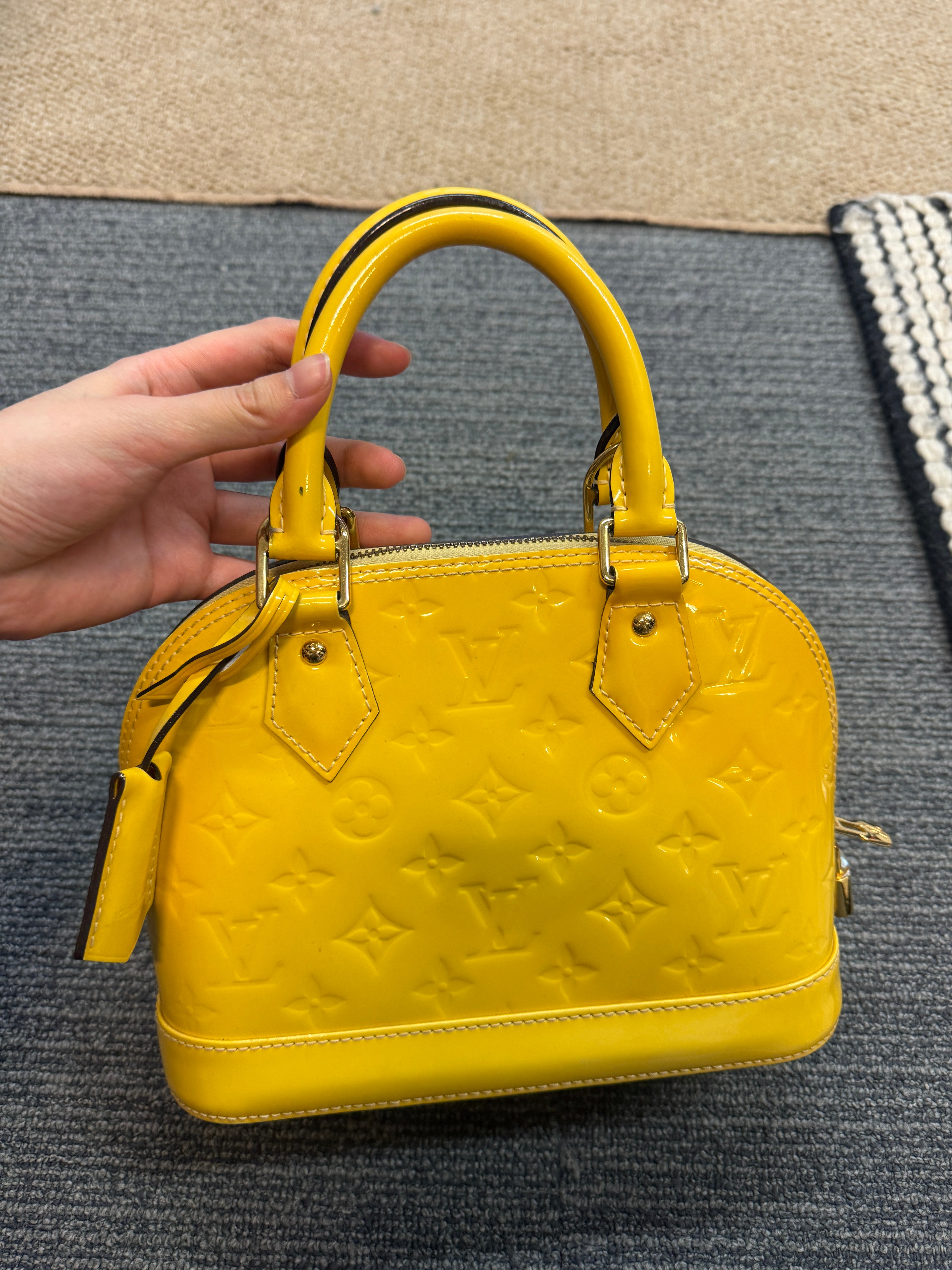 Louis Vuitton Alma BB Yellow Patent Leather