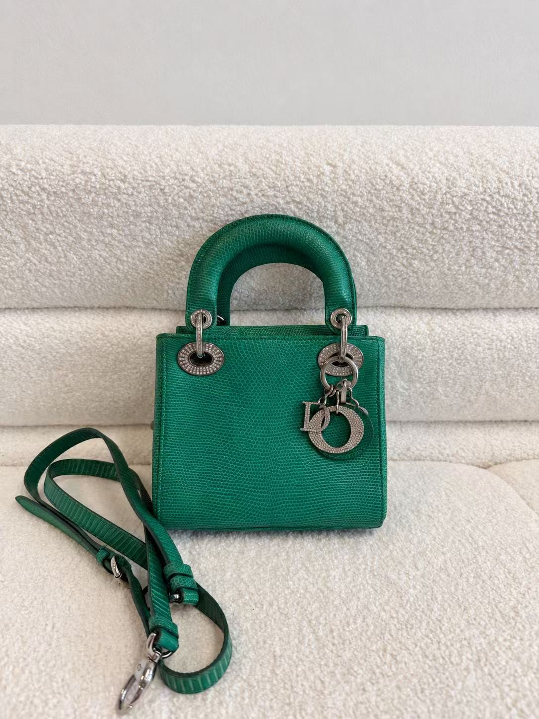 Dior Lady Dior Lizard Green With Diamond