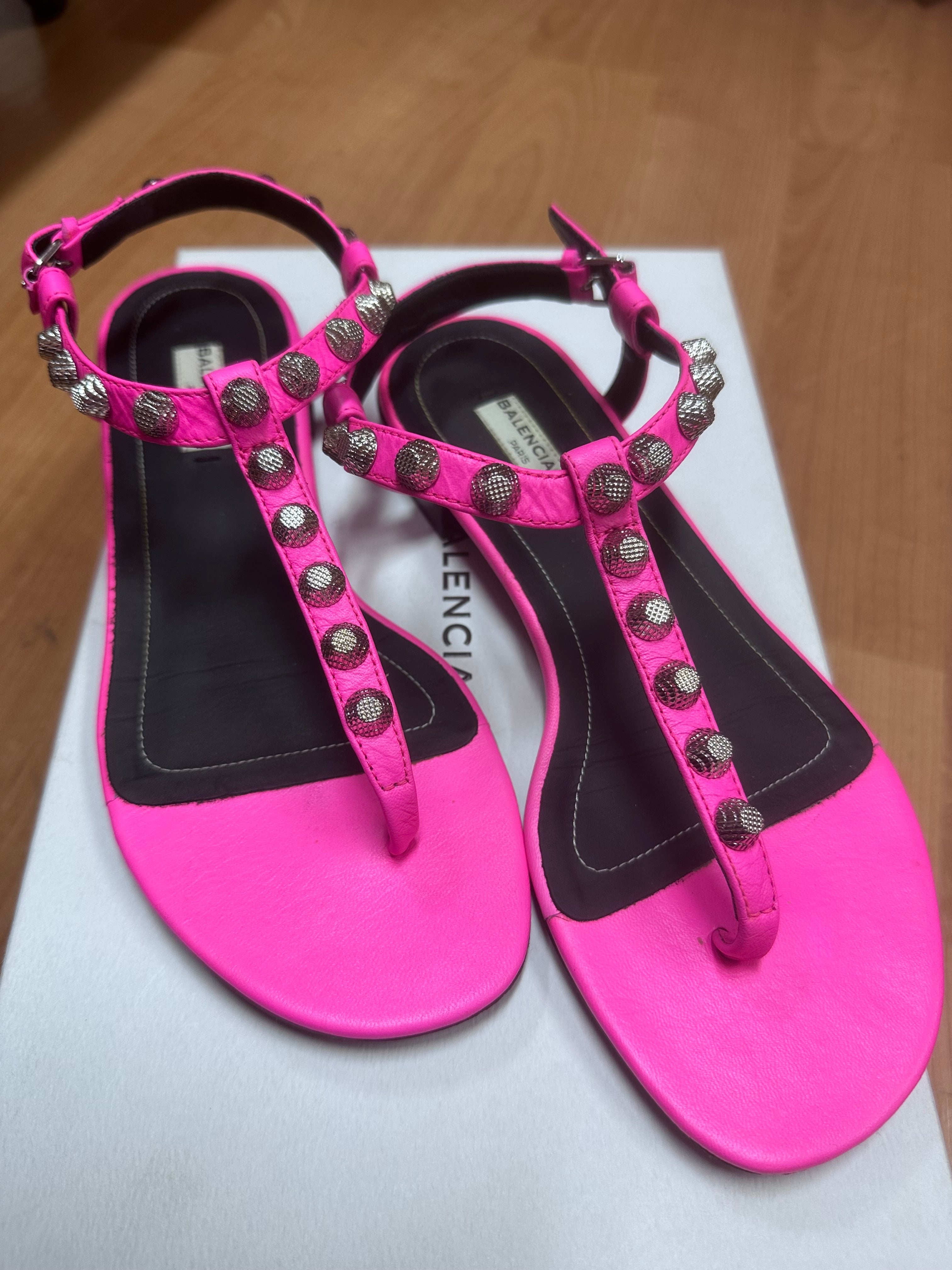 137A. Balenciaga Pink Stud Sandal - size 37