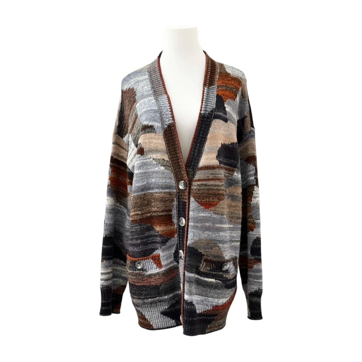 Chanel Multi - Coloured Wool Cardigan - Size 38