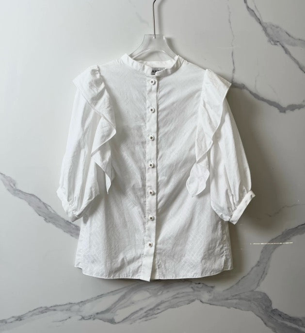 Chanel white ruffled shirt, size 34 LZ260803TY9998
