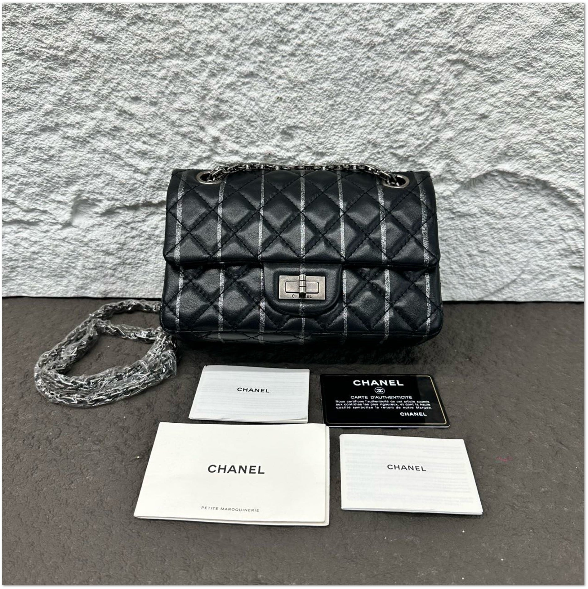 Chanel Black Quilted Leather Reissue Pinstripe Flap Bag C19497134932