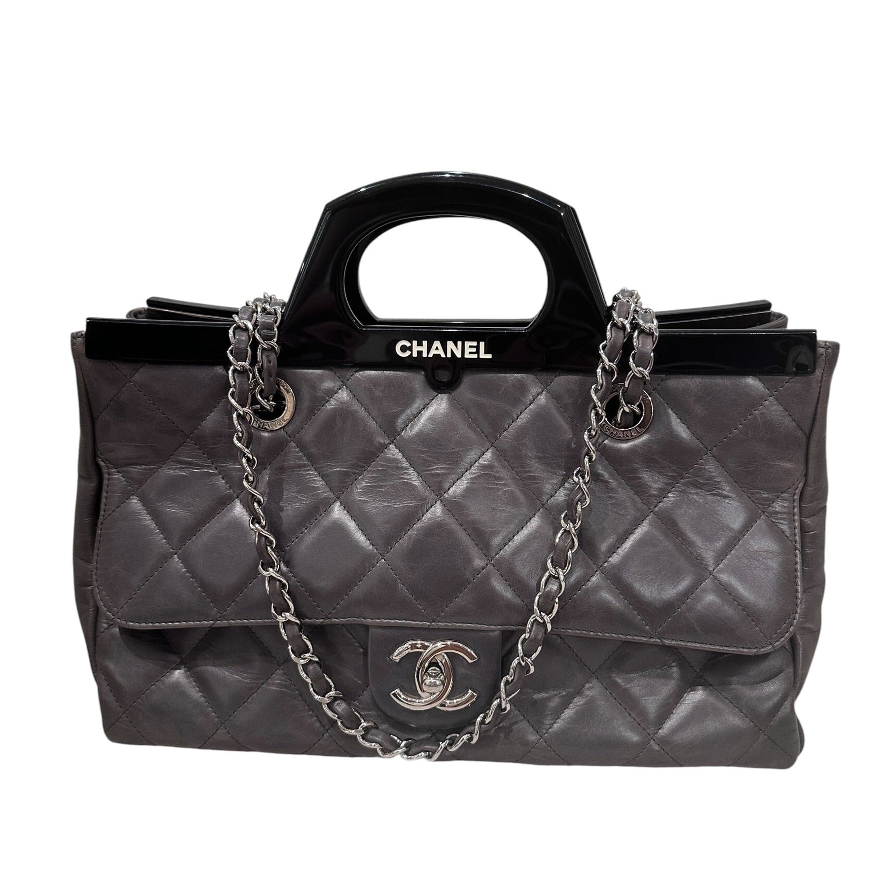 Chanel Black Top Handle and Grey Bag