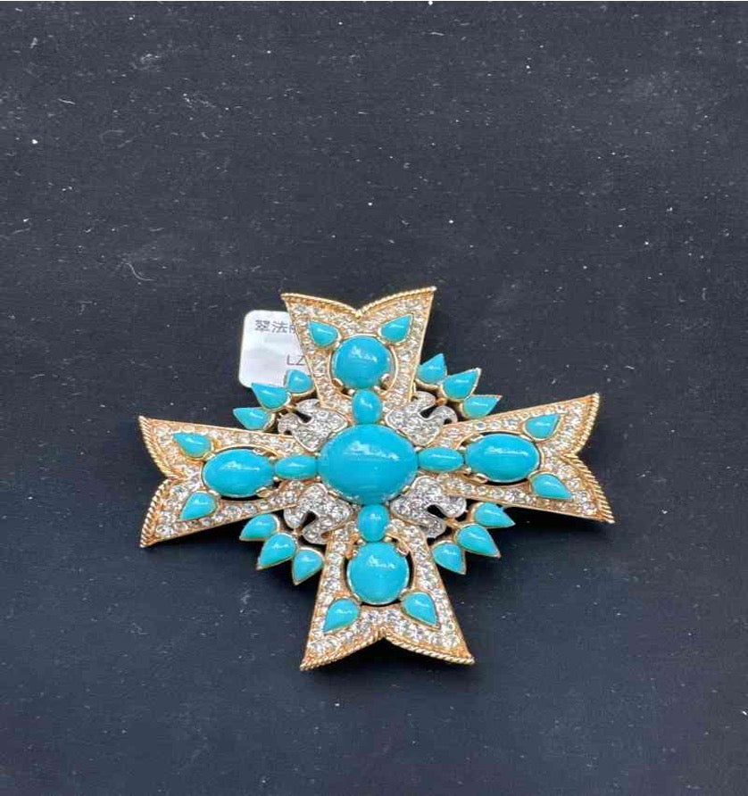 Trifari Indian Gem Blue Brooch LZ508205