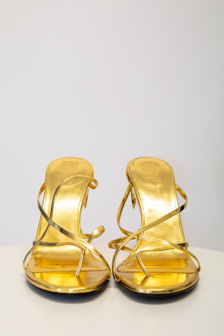 GCDS Marso Thong Teeth Heels Gold 38