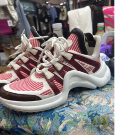 Louis Vuitton Archlight white and red monogram leather sneakers, size 39.5 LZ0416GU9941