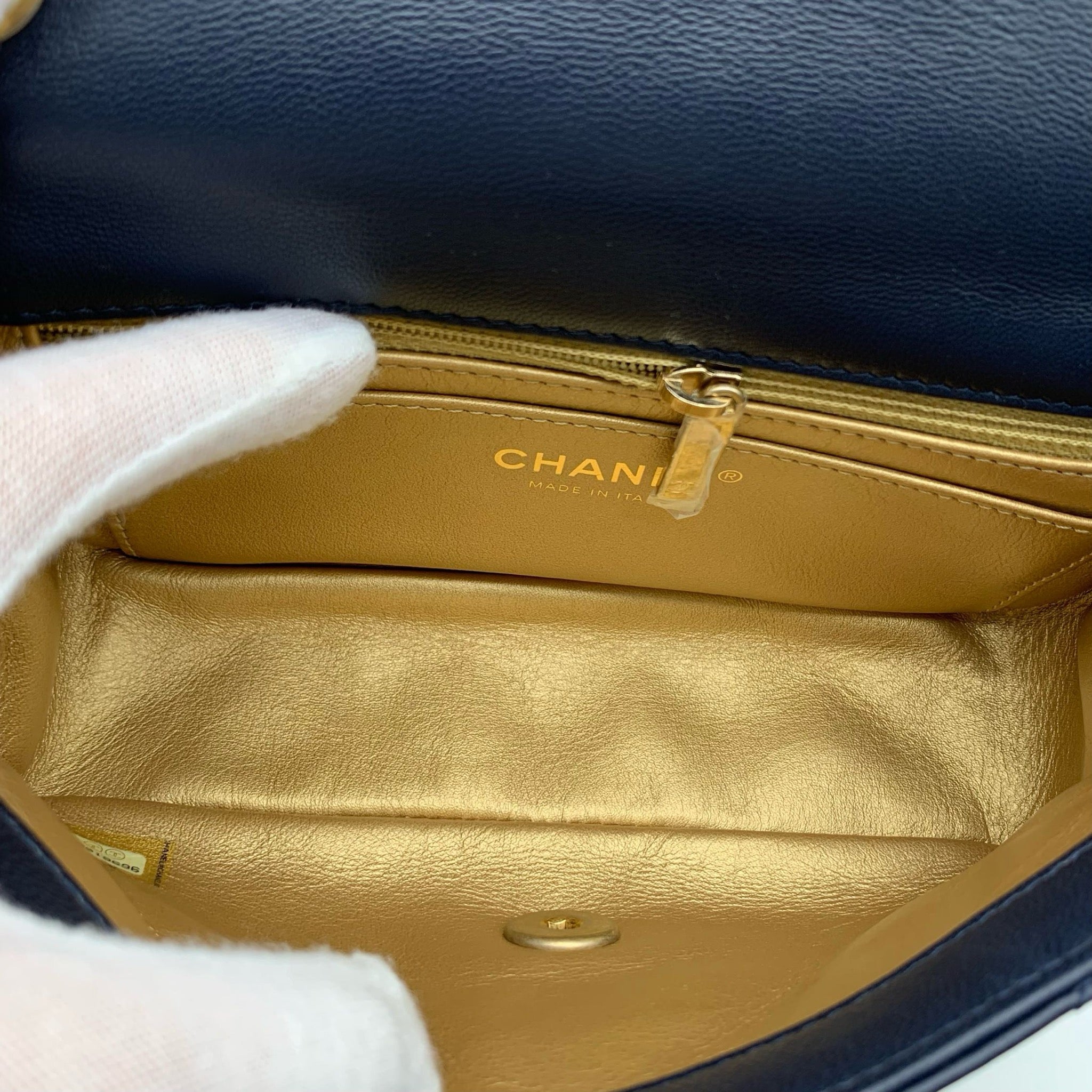 Chanel Mini Classic Flap Rectangle Navy Blue Lambskin Bag image 23