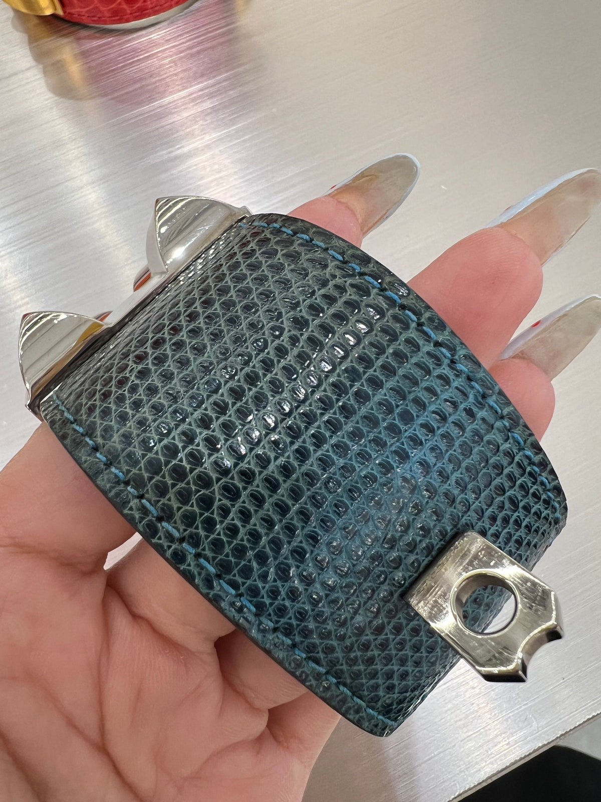 Hermes Blue Izmir Lizard CDC PHW #O Square X4184 - Box, dustbag SYCX4174