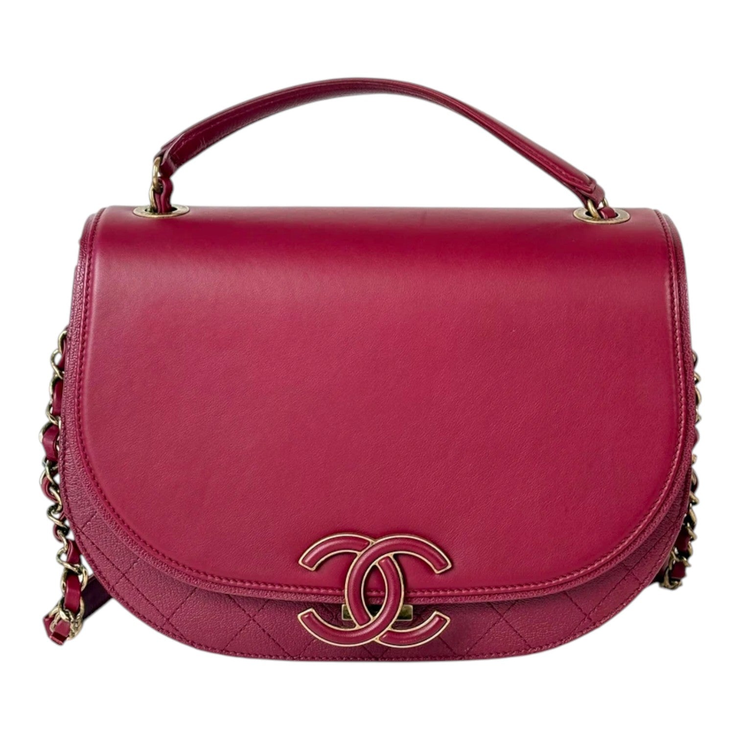 Chanel Burgundy CoCo Curve Top Handle with Chain Strap Bag