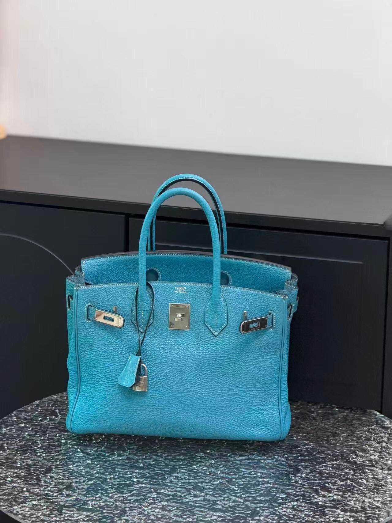 Hermès Birkin 30 Blue Jean PHW Togo Leather Square H Stamp