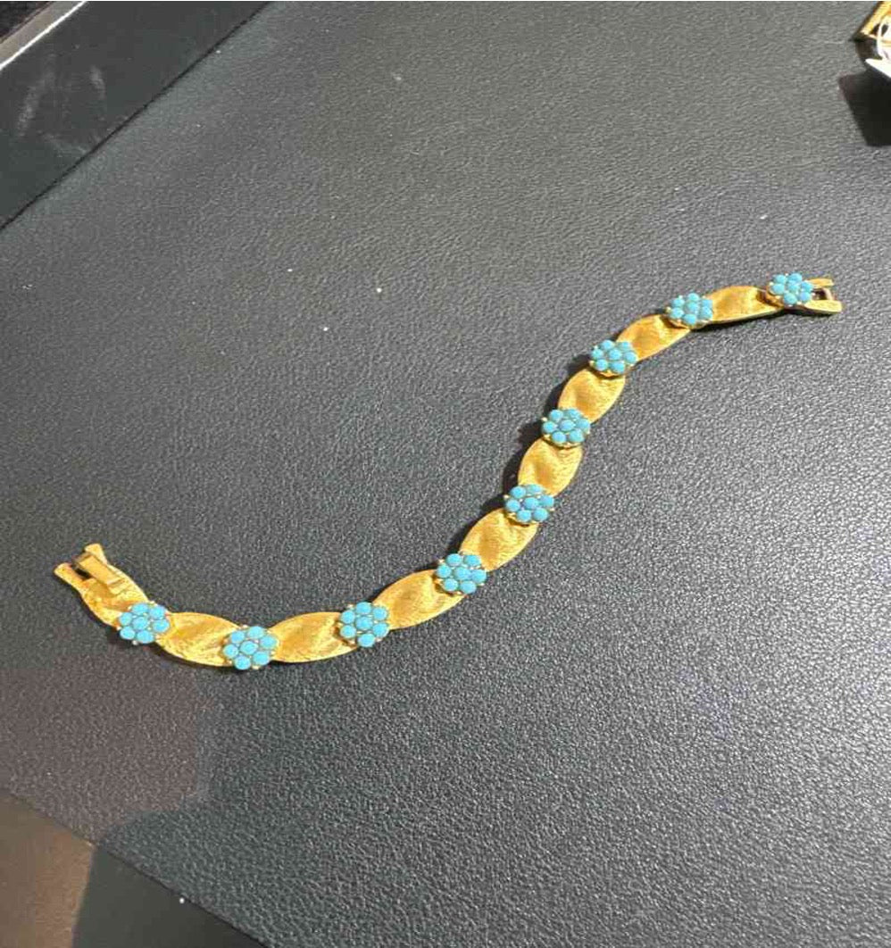 Trifalite Plain Gold Blue Birthday Ribbon Bracelet LZ405755