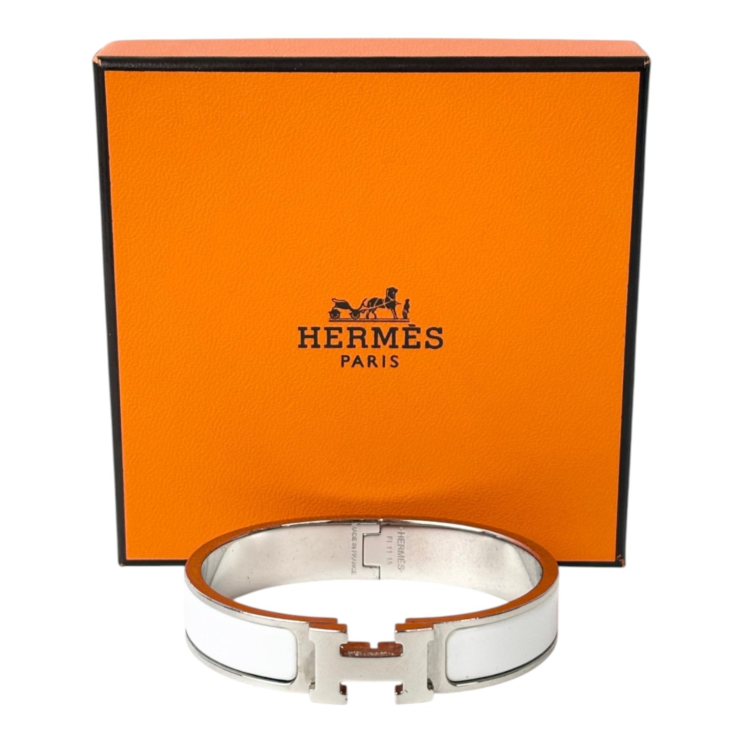 Hermes H Clic Bracelet in White with PHW