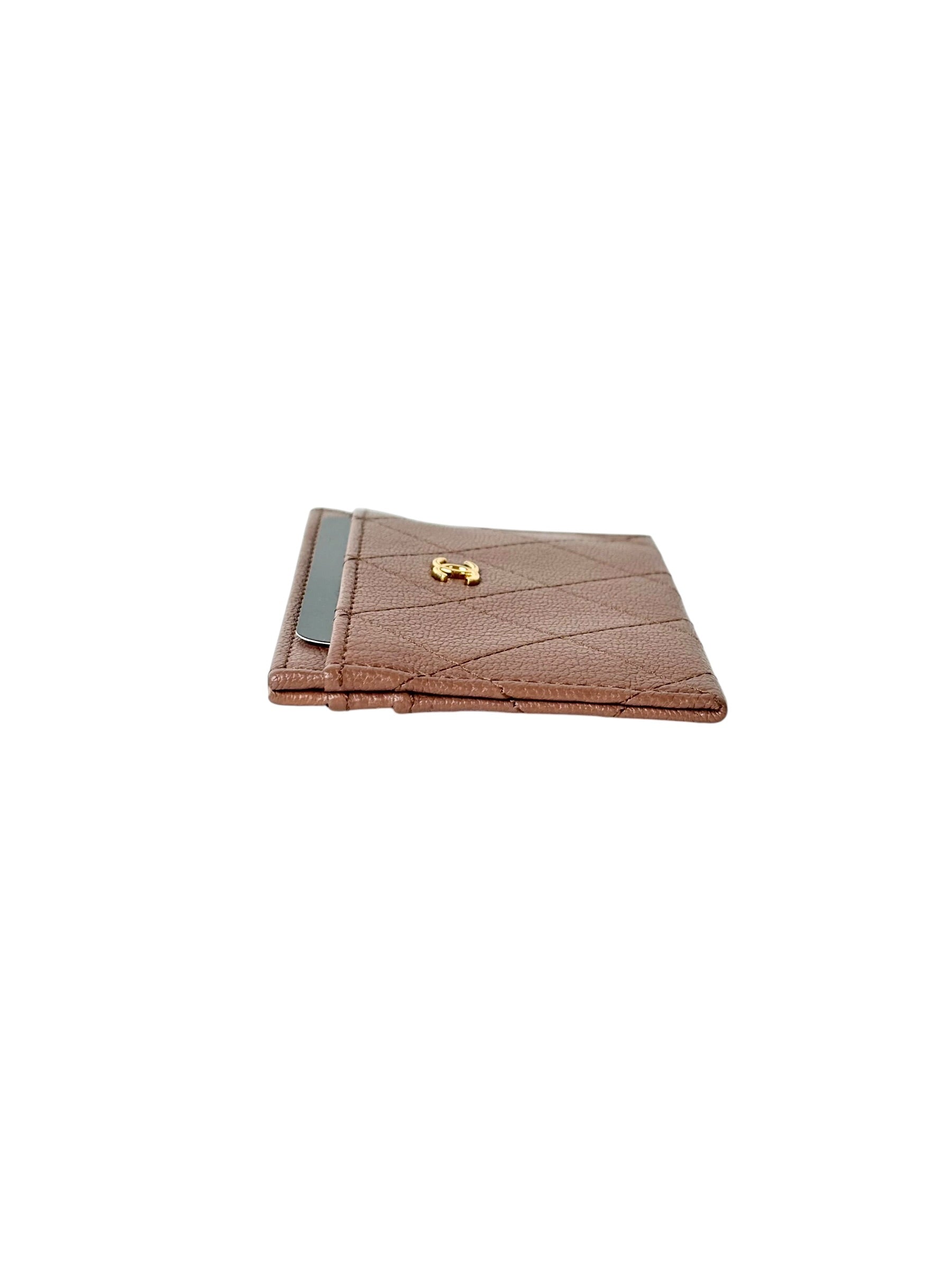 Chanel Beige Caviar Card Holder - in Box