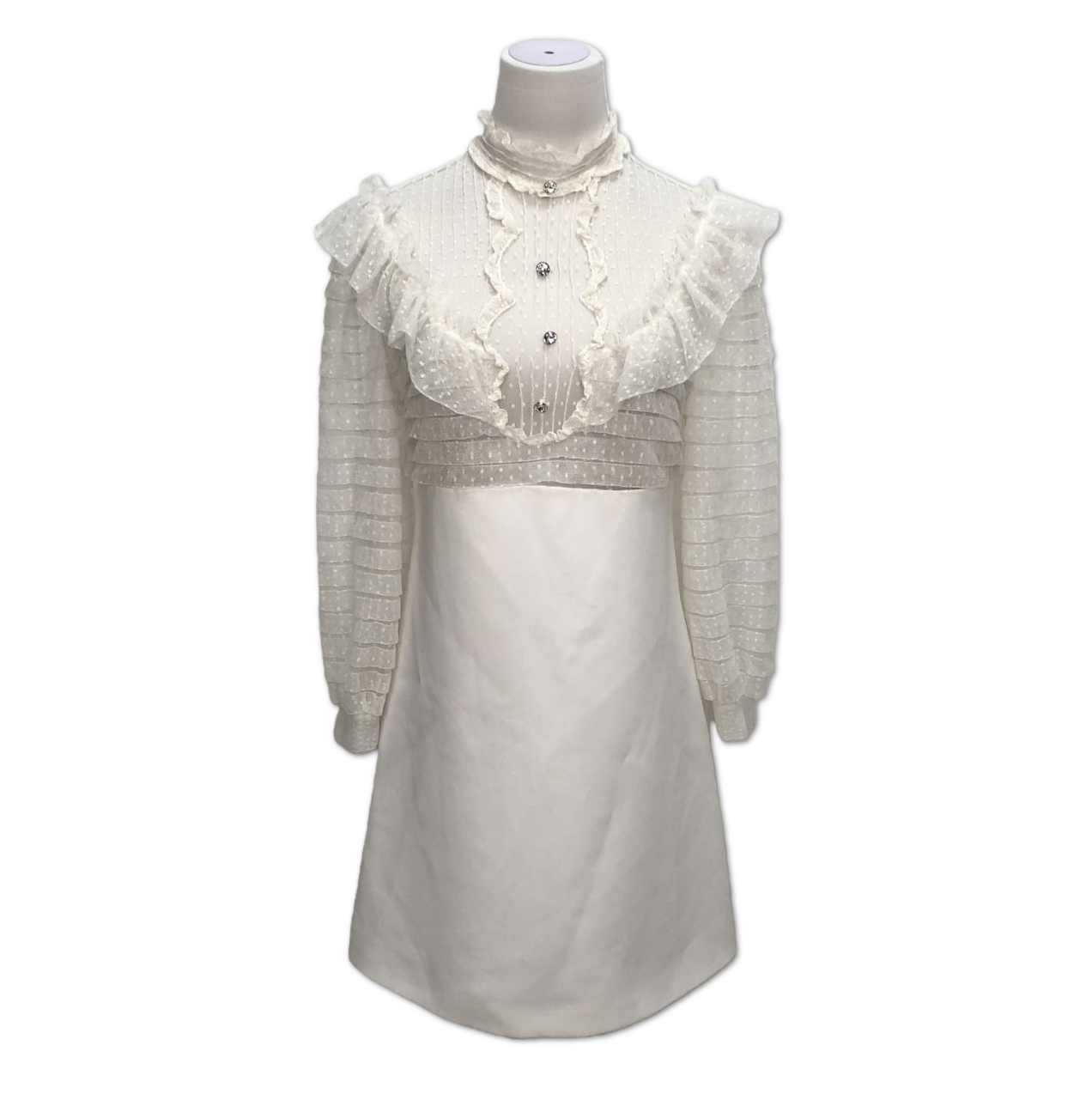 Miu Miu White Ruffled Point d'Esprit Mini Dress size 40 C14165739329