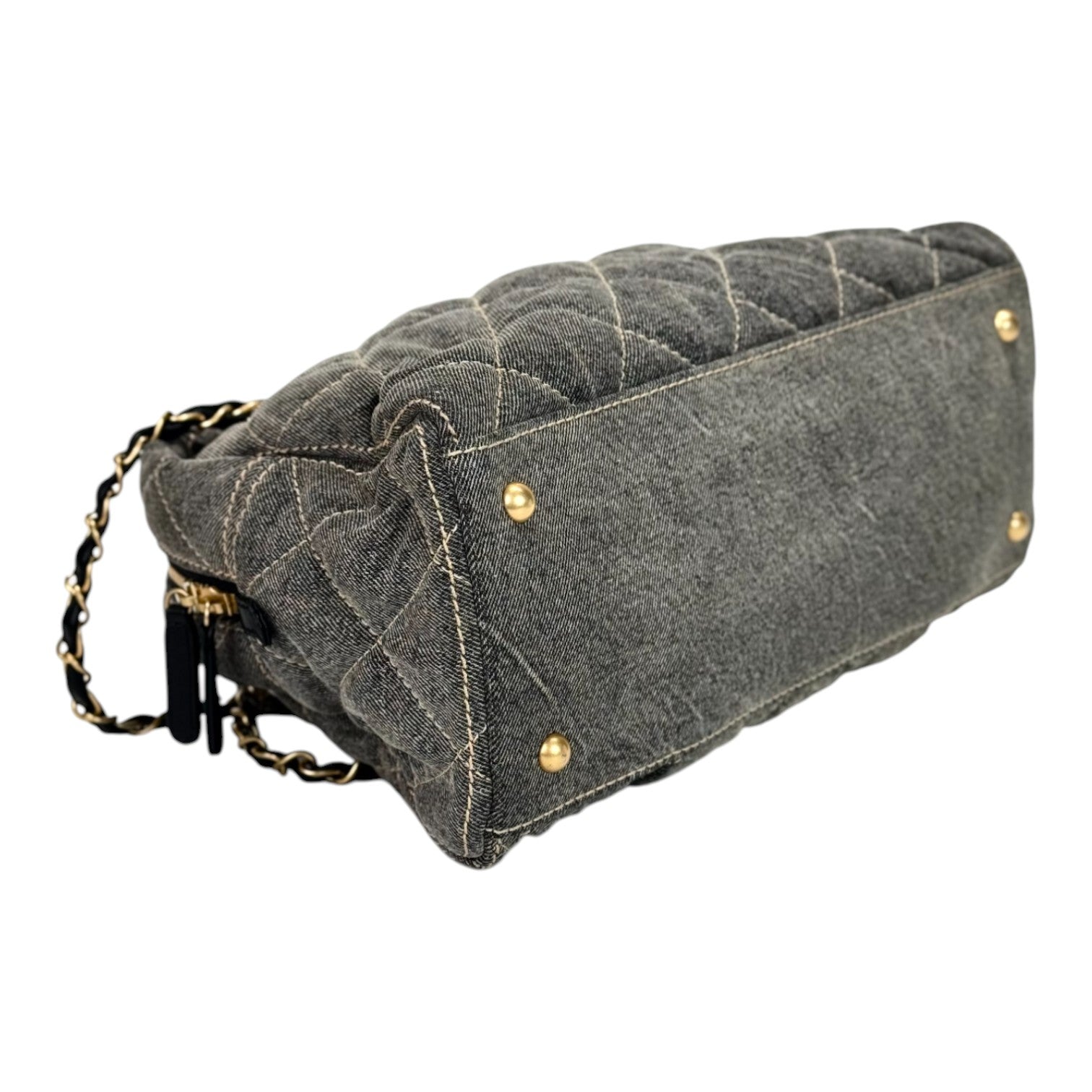 Chanel 24A Grey Denim Bowling Bag