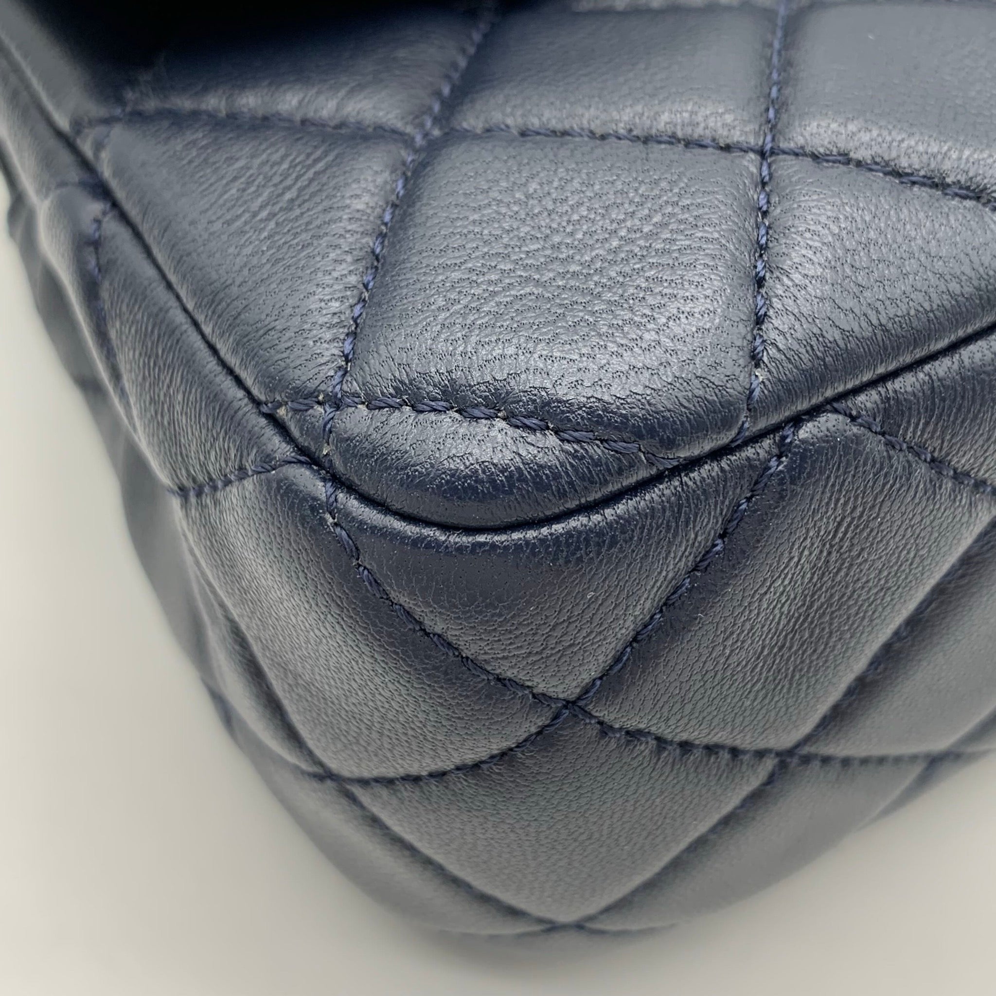 Chanel Mini Classic Flap Rectangle Navy Blue Lambskin Bag image 26