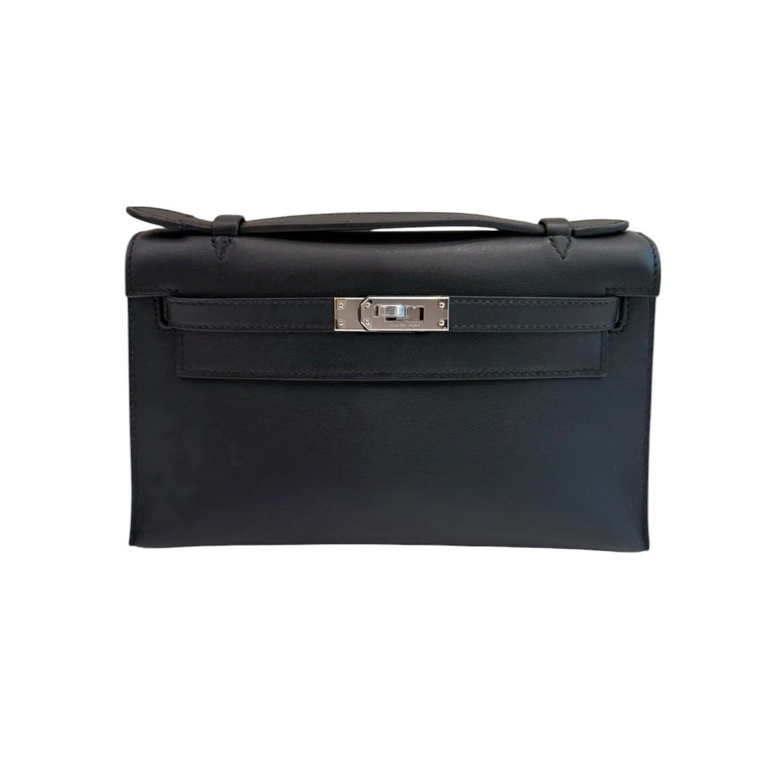 Hermès Mini Kelly Pochette Swift Black with PHW - W Stamp - Full Set