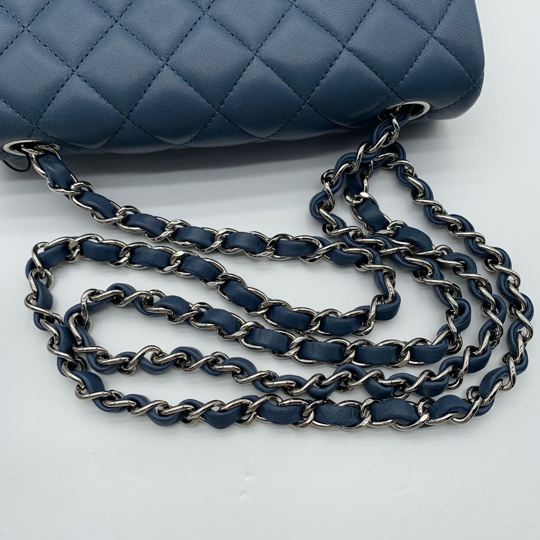 Chanel Classic Flap Large Mini Haze Blue Silver Hardware Bag image 27