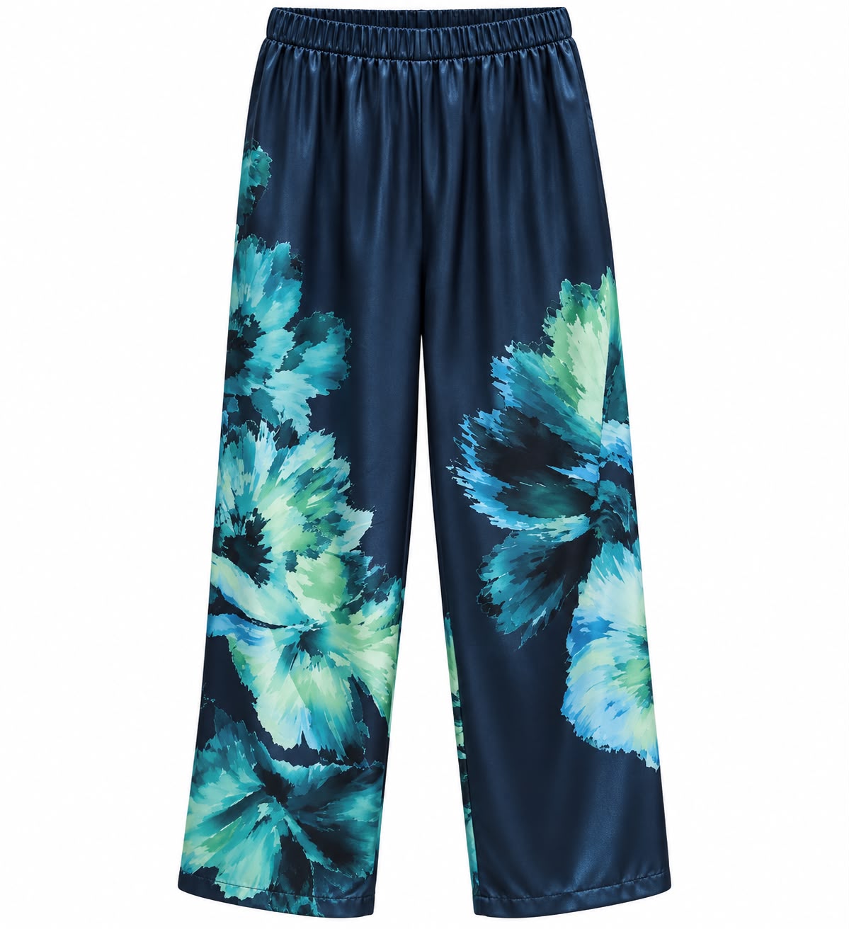 TROUSER MARLENA TICKER SILK FLORAL EMERALD BLUE MCL13540